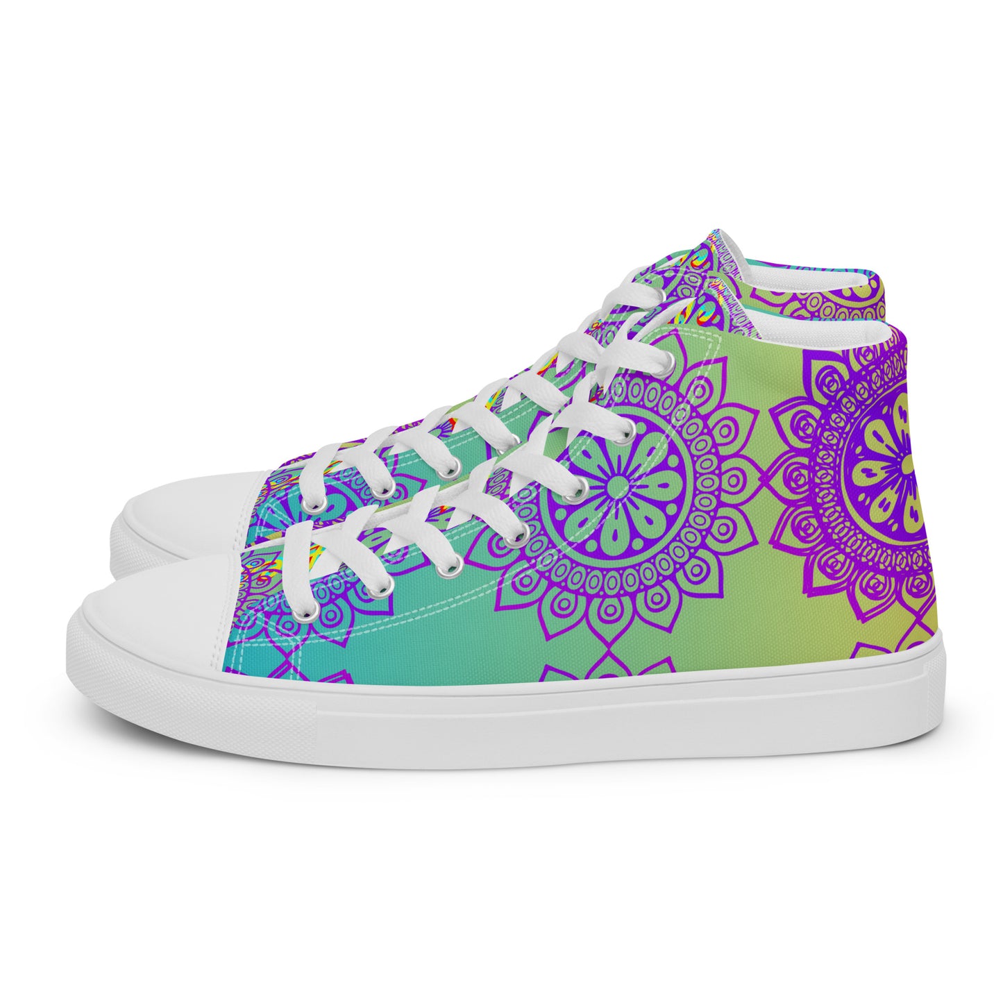 Luxury Mandala Designs, CALMNESS DESIGNS, Creative Designer's, Men’s high top canvas shoes