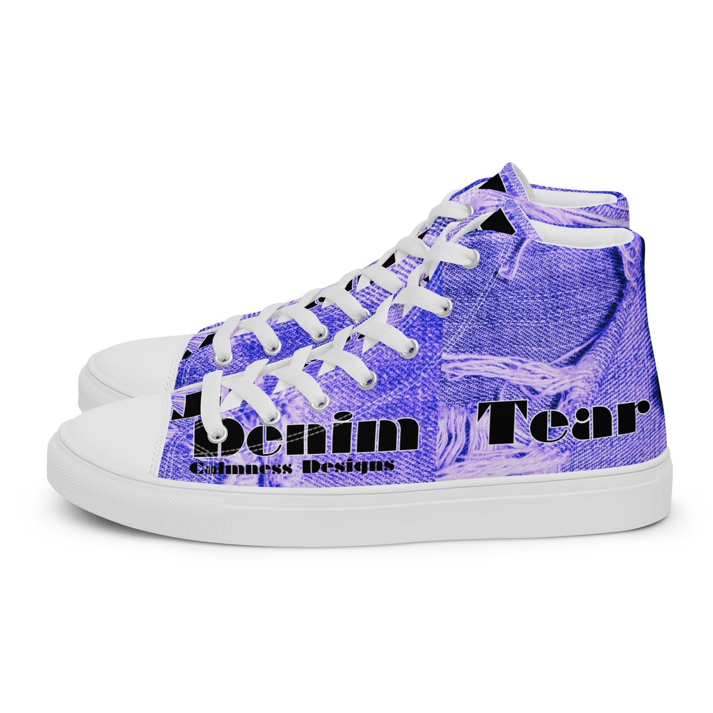 Denim Tear, Calmness Designs, Tear on Denim, Old Jeans, Men’s high top canvas shoes