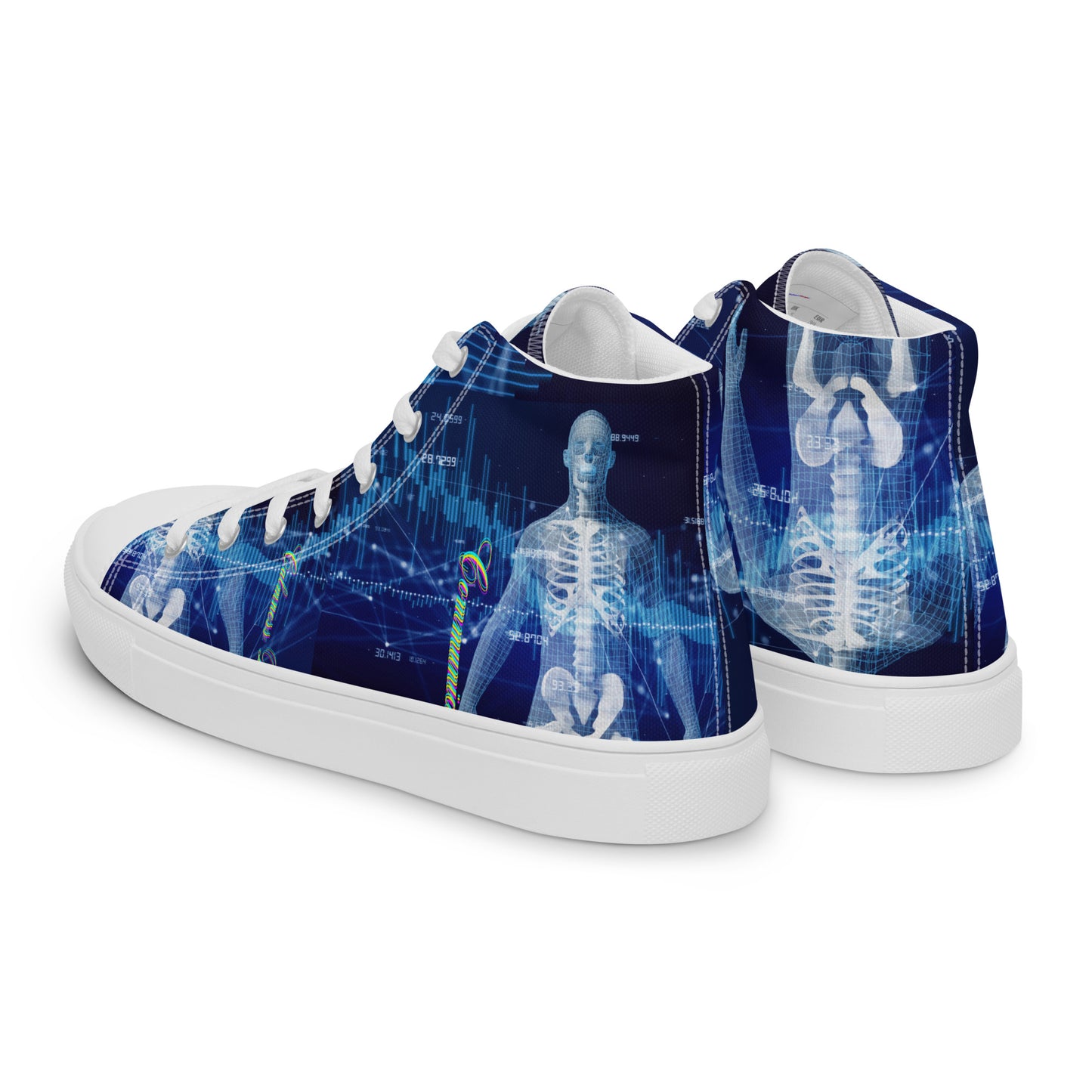 Calmness Designs, Communication Network Concept, Men’s high top canvas shoes
