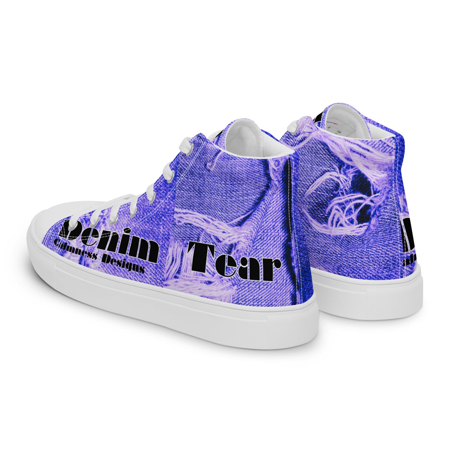 Denim Tear, Calmness Designs, Tear on Denim, Old Jeans, Men’s high top canvas shoes