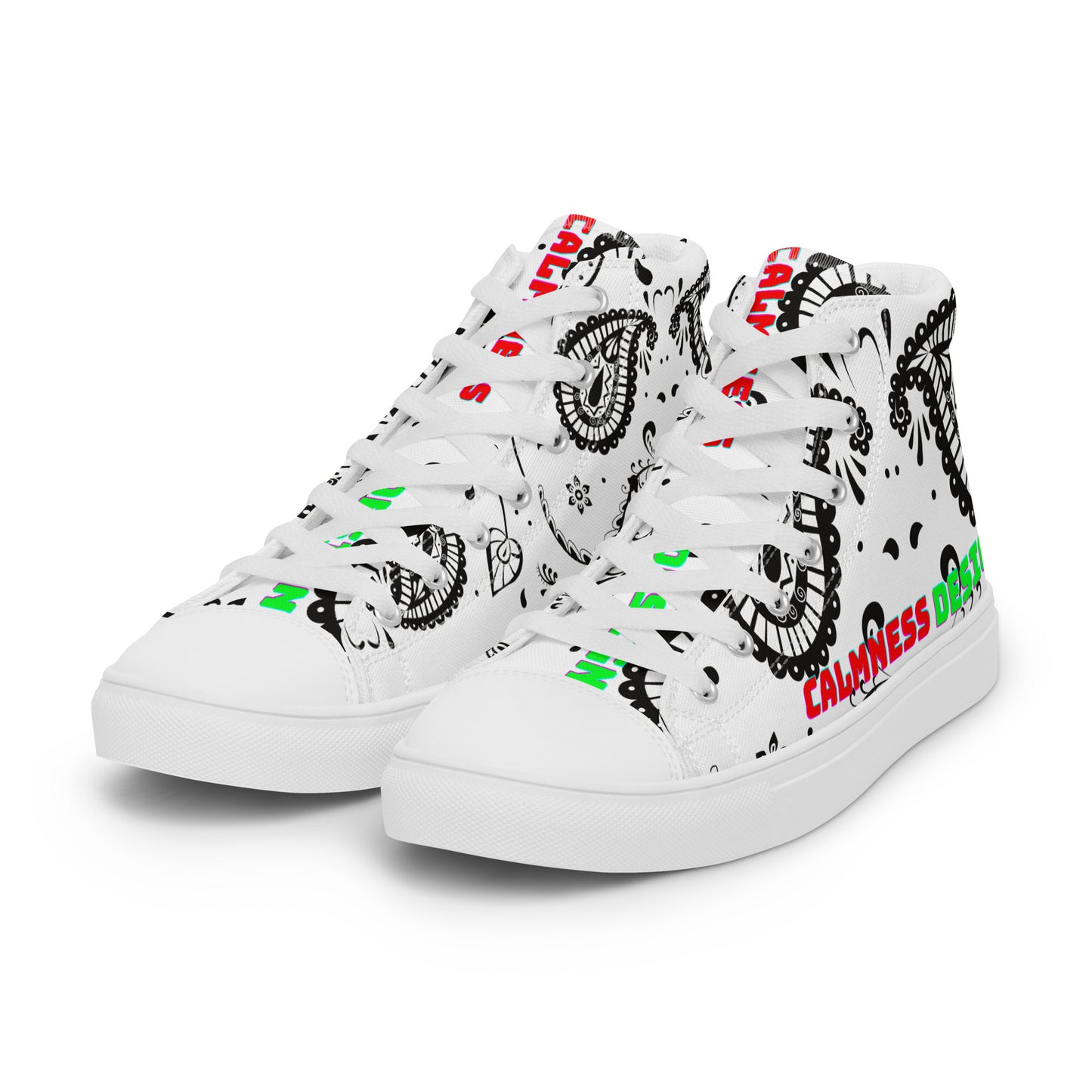 Gold Mandala Element, Gold Paisley, Men’s high top canvas shoes