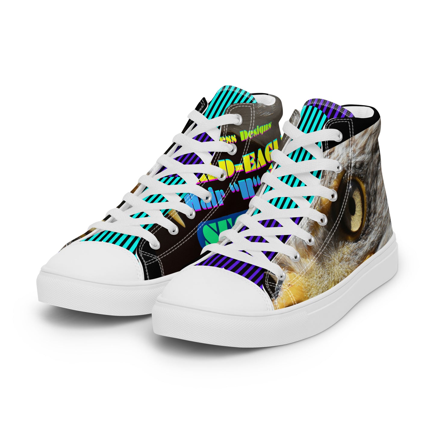 Calmness Designs, Bald Head, Hair "R" For Sucker's Men’s high top canvas shoes