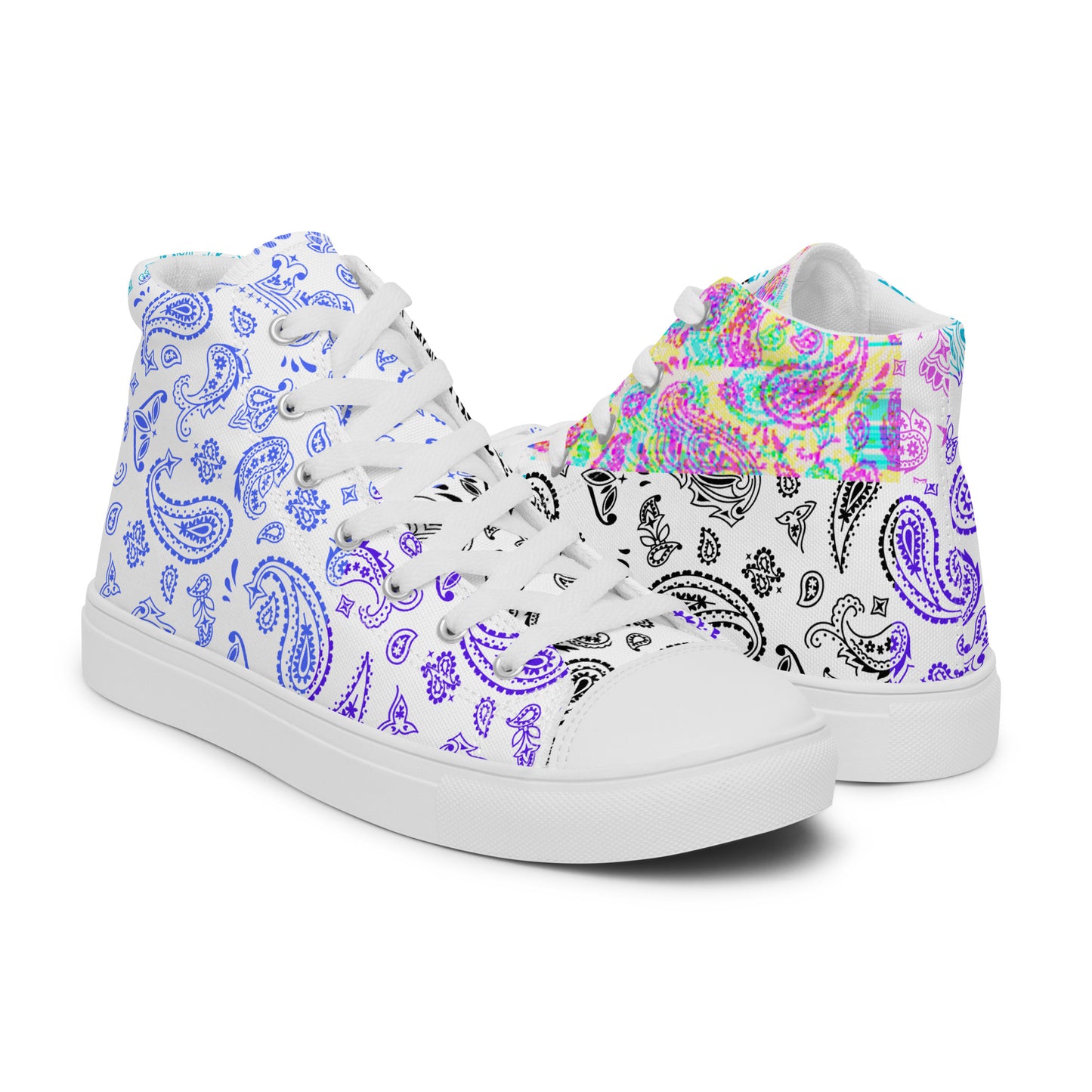 Multicolor, Bandana Seamless Pattern, Men’s high top canvas shoes