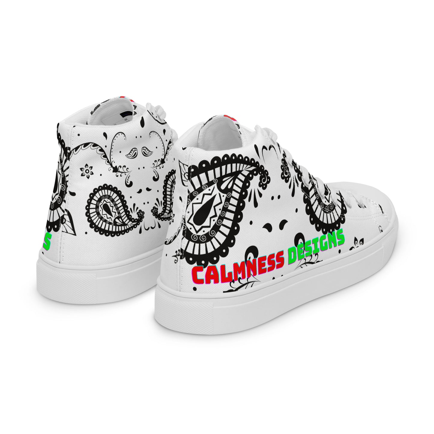 Gold Mandala Element, Gold Paisley, Men’s high top canvas shoes