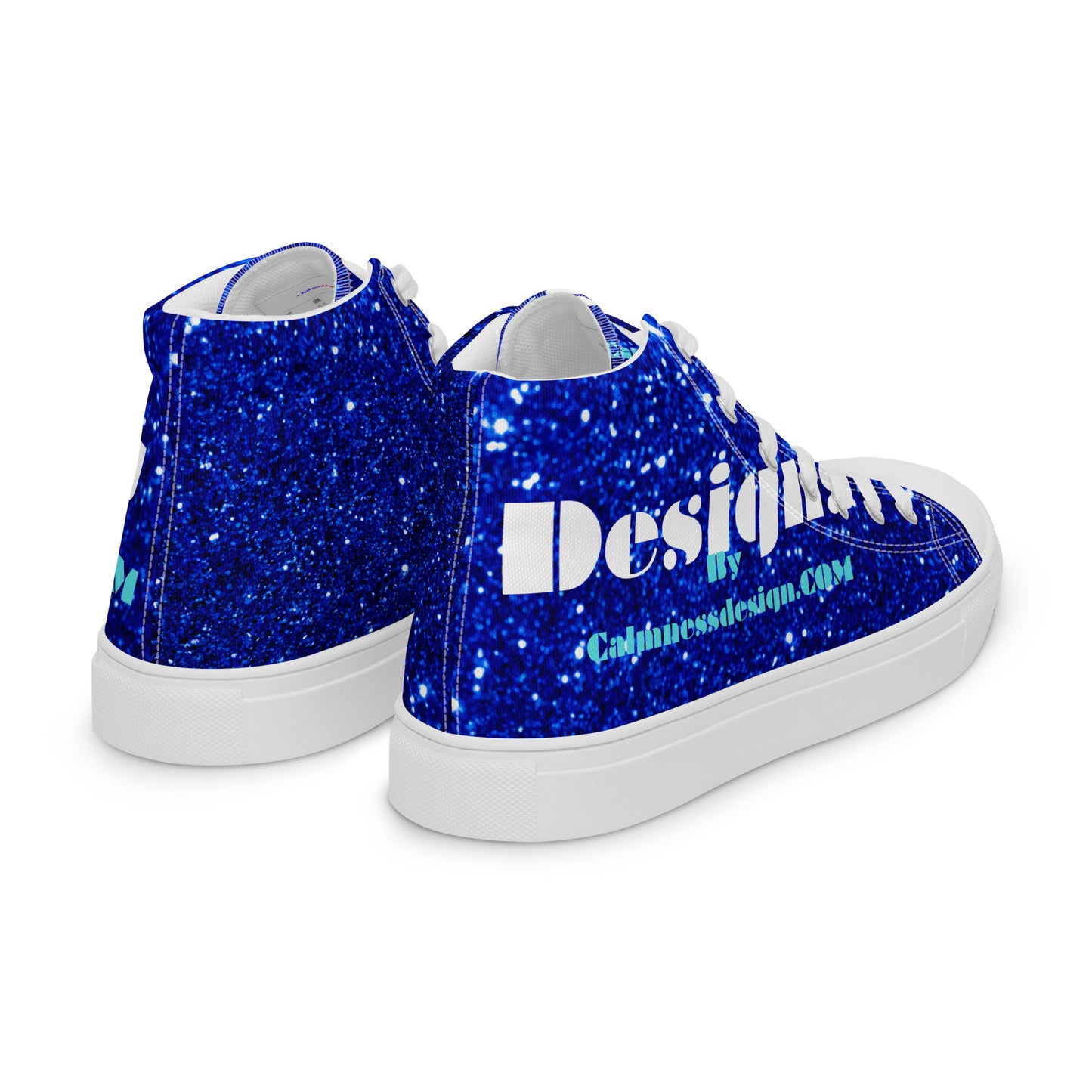 Sparkling Blue Color Sparkling Designs By Calmnessdesign.COM,Men’s high top canvas shoes