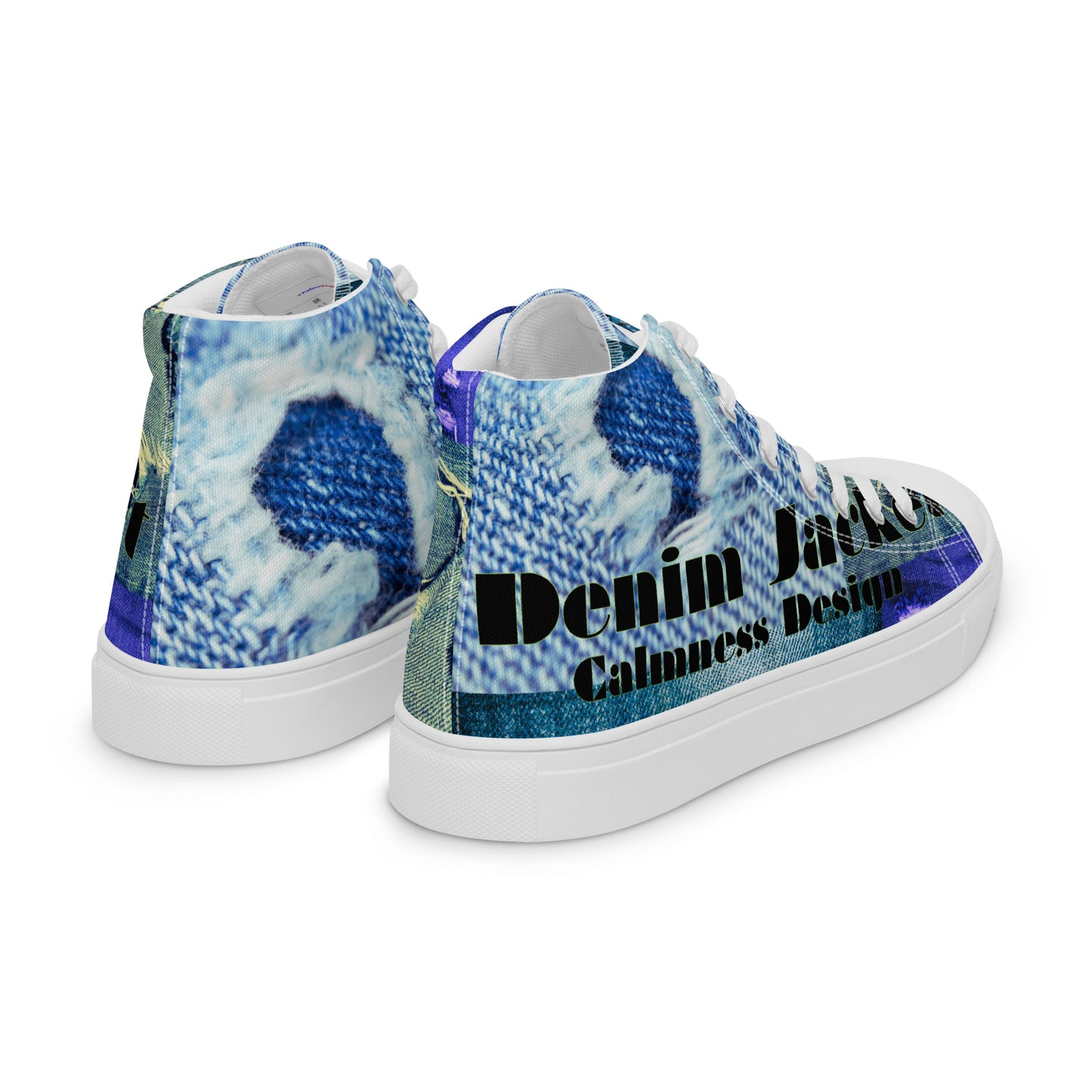 Tear on Denim, Old Jeans, By Calmnessdesign.COM, Men’s high top canvas shoes