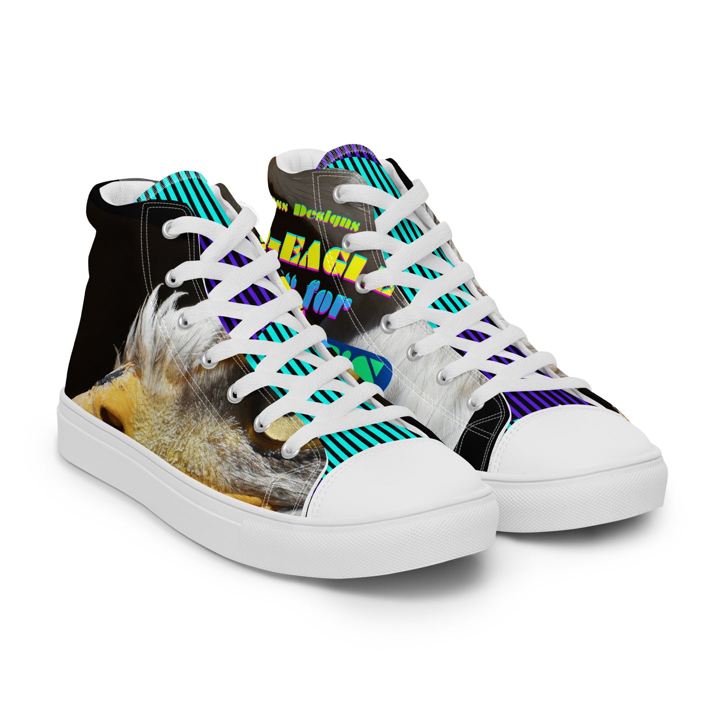 Calmness Designs, Bald Head, Hair "R" For Sucker's Men’s high top canvas shoes