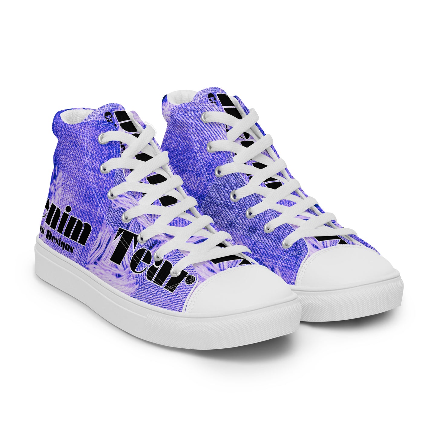 Denim Tear, Calmness Designs, Tear on Denim, Old Jeans, Men’s high top canvas shoes