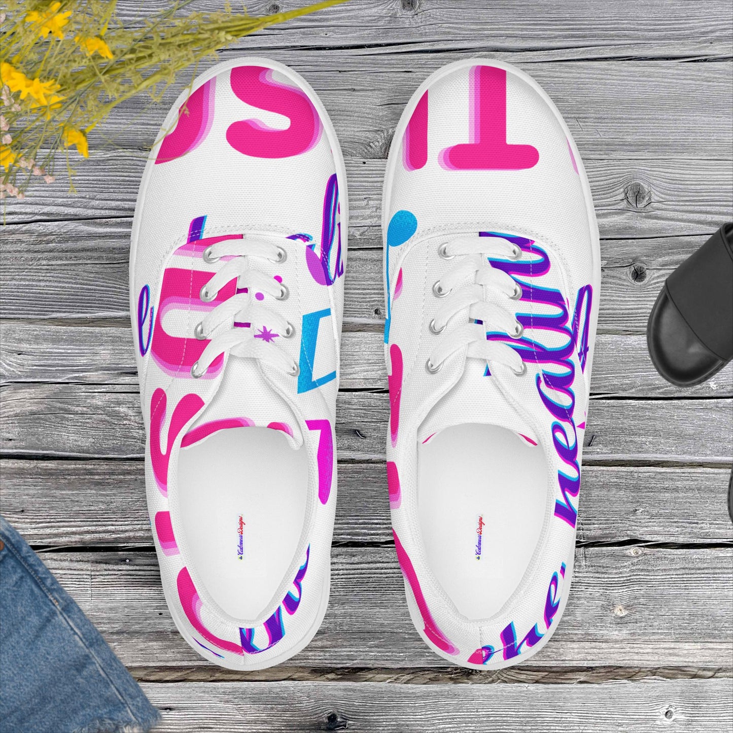 MUSIC Is the Healing of THE NATION, Calmness Designs, Creative Designs, Men’s lace-up canvas shoes