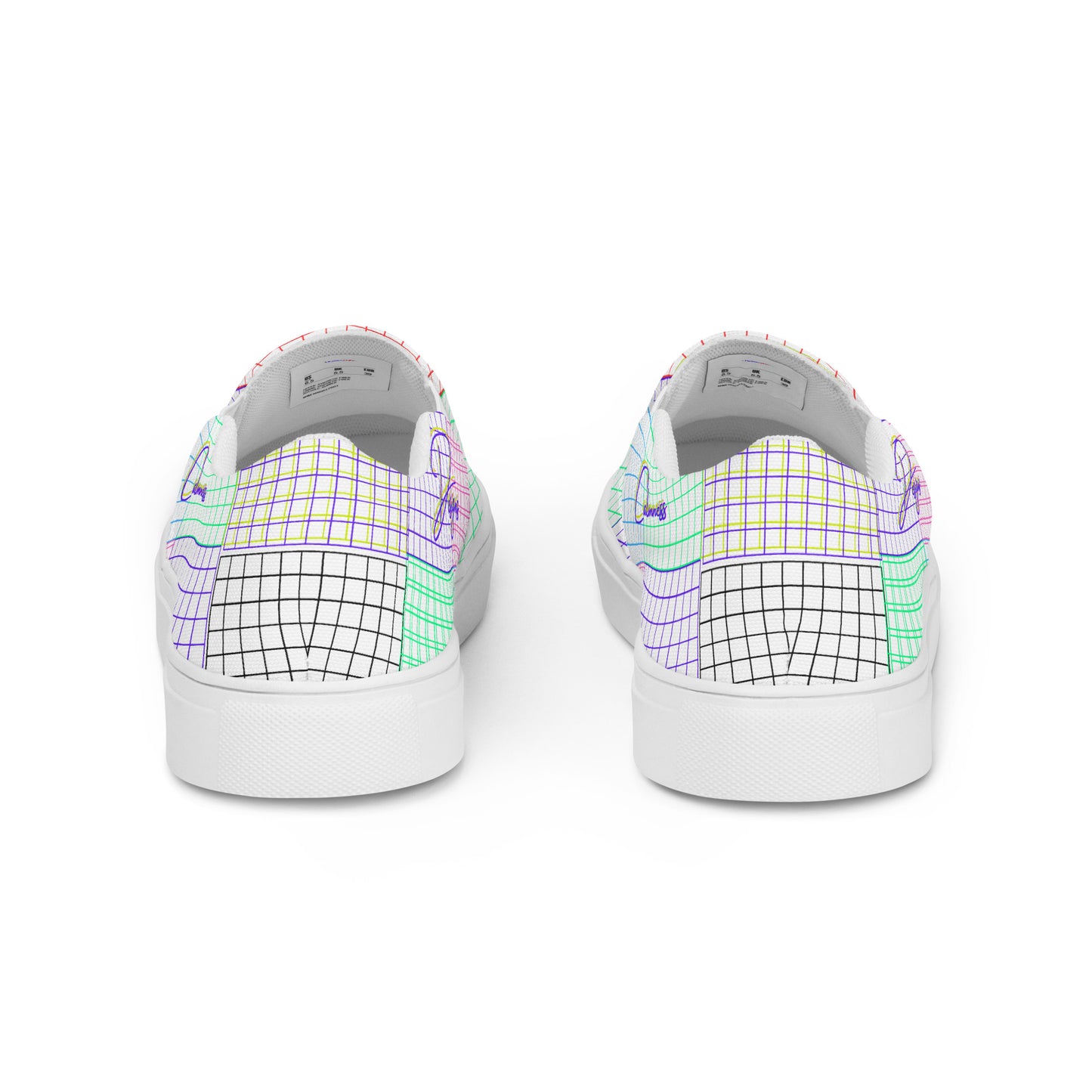 Acid Graphic Elements Square Grid, Men’s slip-on canvas shoes