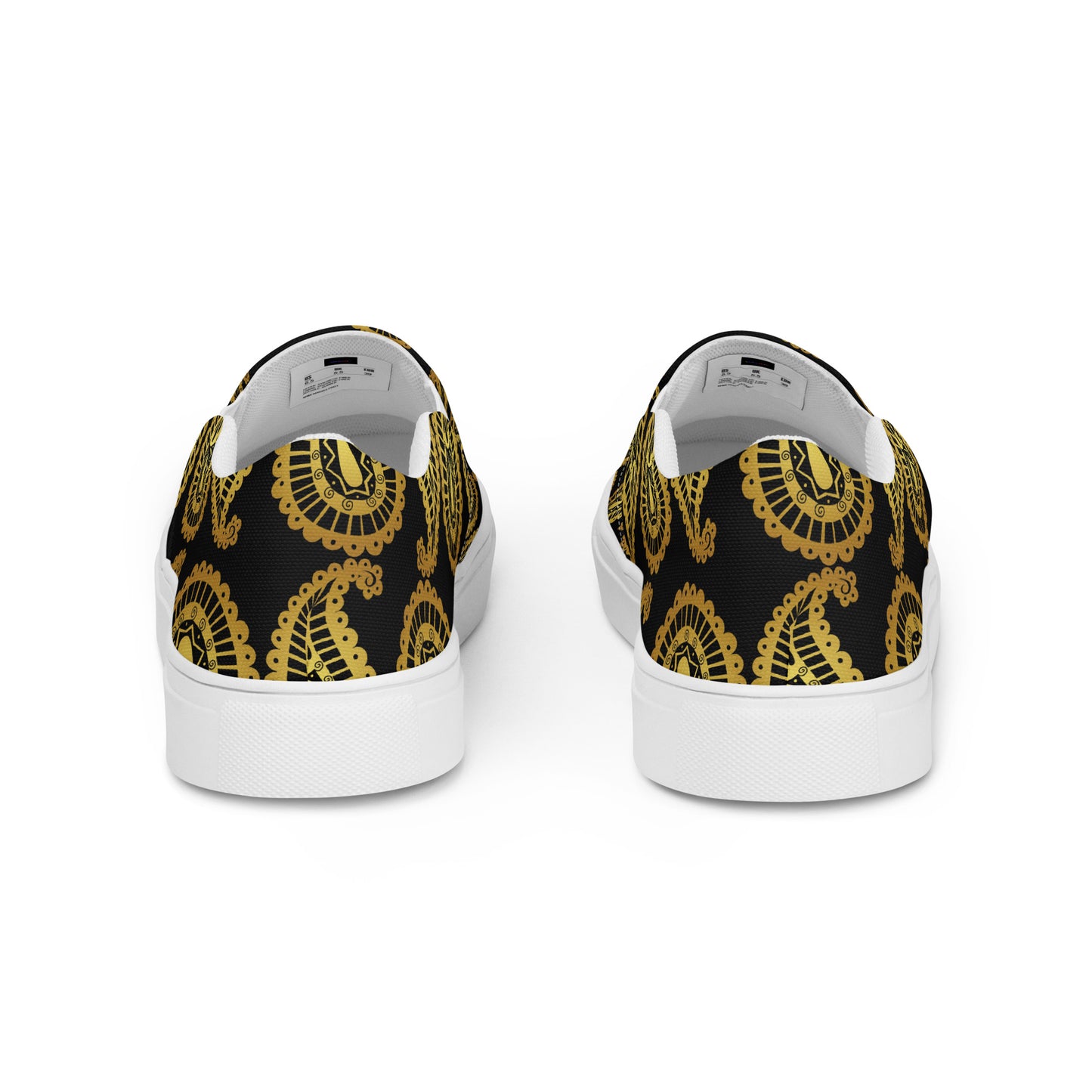 Gold Paisley, Calmness Designs, Men’s slip-on canvas shoes