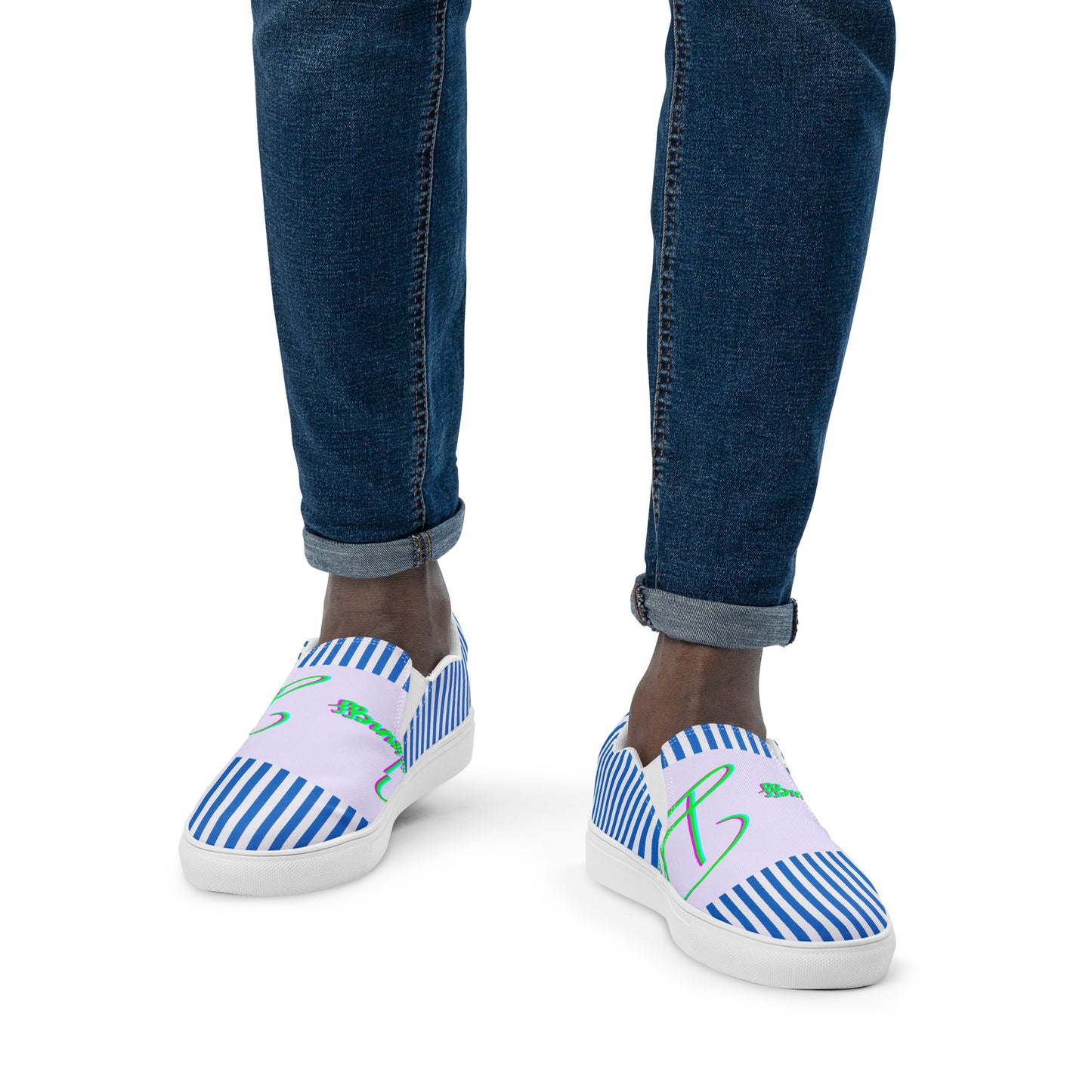 Stripes, Calmness Designs, Men’s slip-on canvas shoes