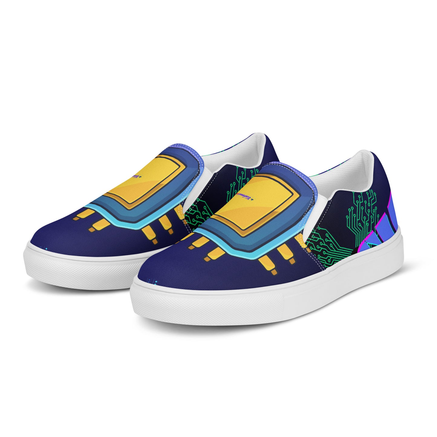 Circuit Board Technology, Hand Drawn Electronic Integrated Circuit, Digital Network Technology, Men’s slip-on canvas shoes