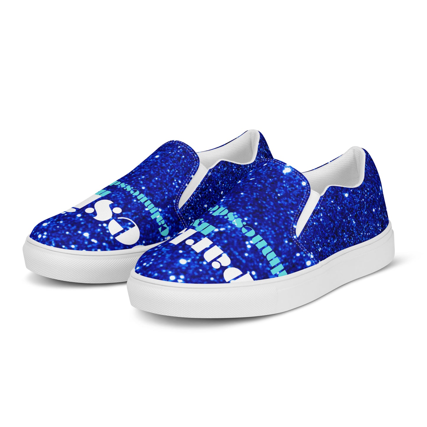 Sparkling Blue Color Sparkling Designs By Calmnessdesign.COM, Men’s slip-on canvas shoes