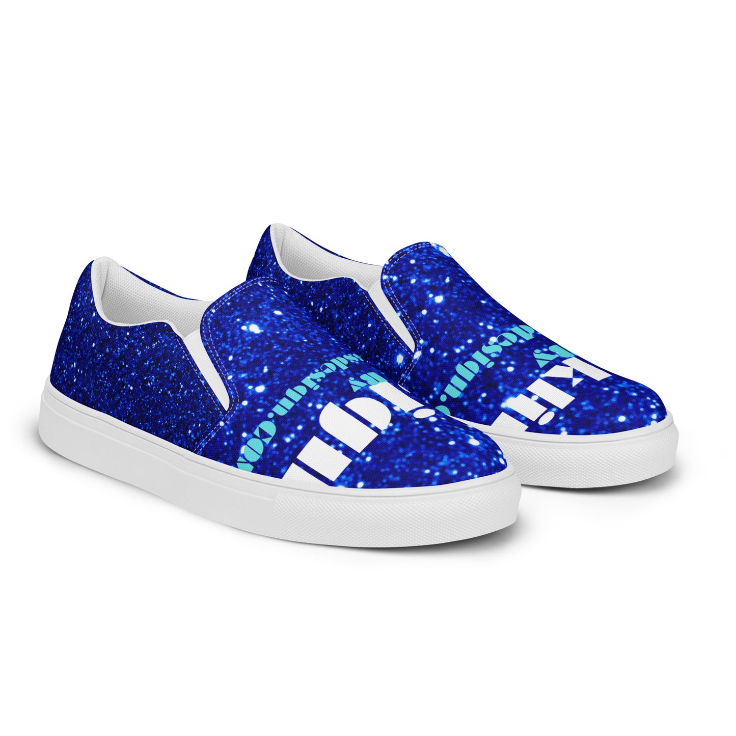 Sparkling Blue Color Sparkling Designs By Calmnessdesign.COM, Men’s slip-on canvas shoes