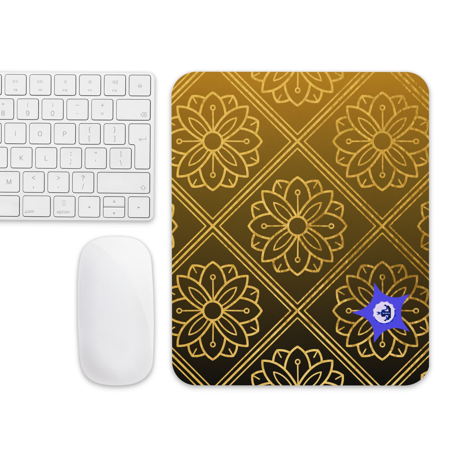 Bidri Decorative Elements Seamless Pattern Line art Clean-GOLD, CALMNESS DESIGNS, Creative Designer's,Mouse pad
