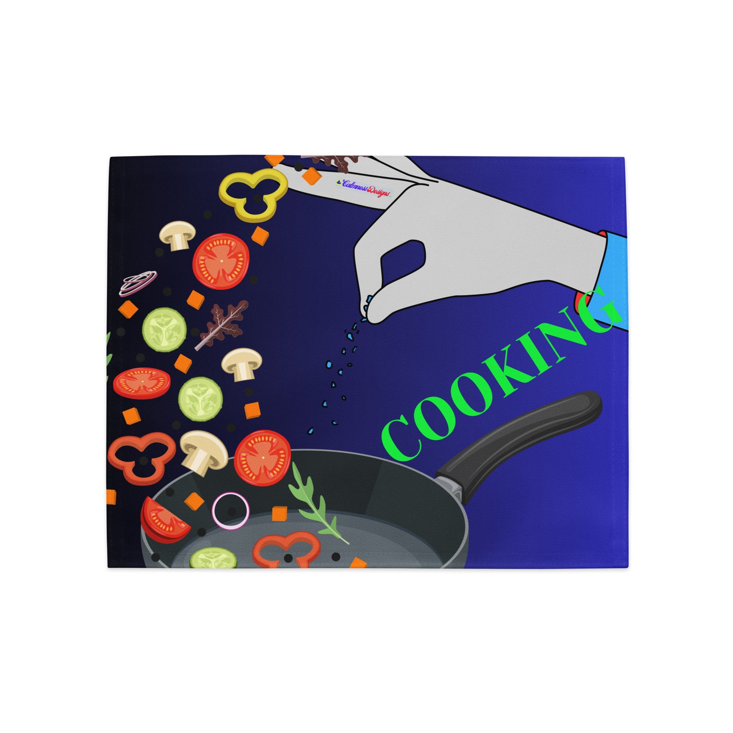 Cooking Pan with Vegetables, Close up of Hand Salt Food, CALMNESS DESIGNS, Creative Designer's, Placemat Set