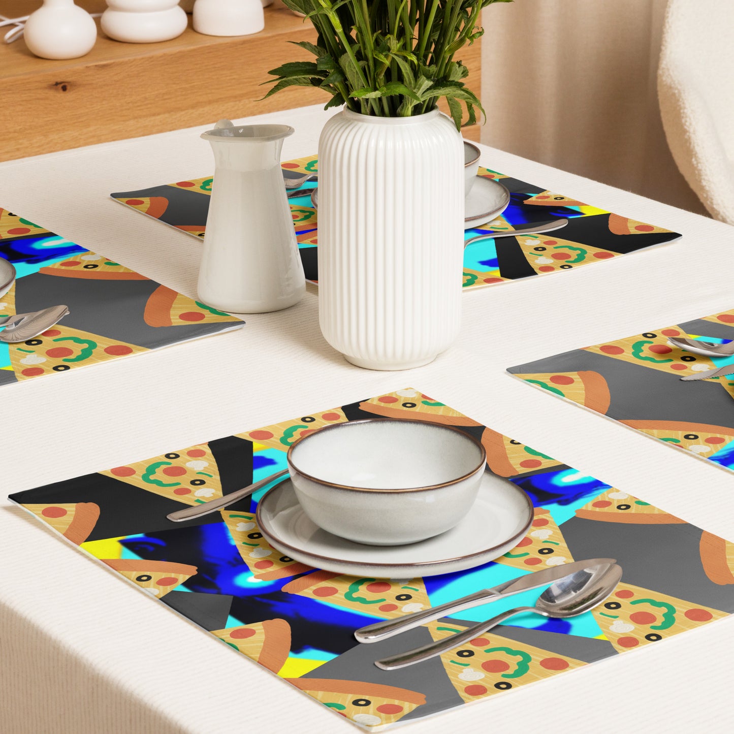 Cute Impasto Food Pizza, CALMNESS DESIGNS, Creative Designs, Placemat Set