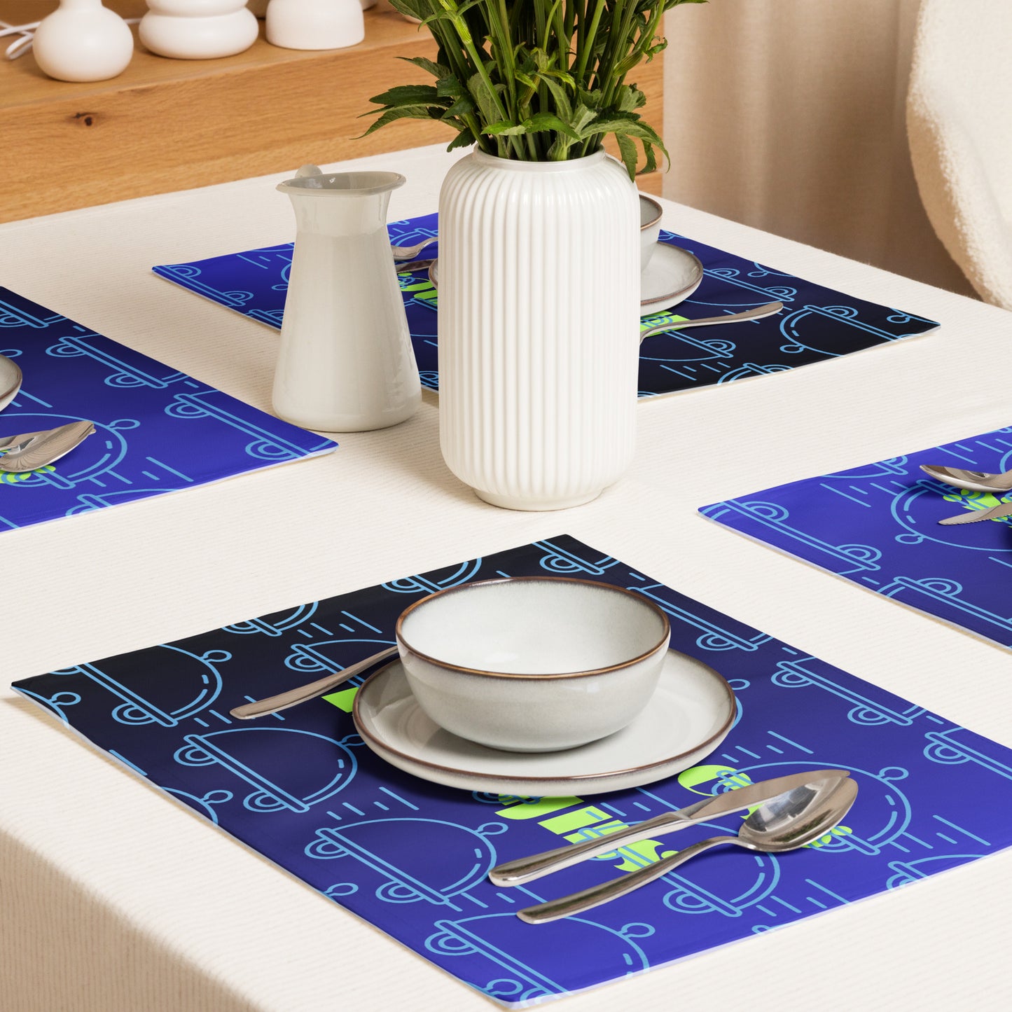 Food Delivery Icon Outline Style, CALMNESS DESIGNS, Creative Designer's, Placemat Set