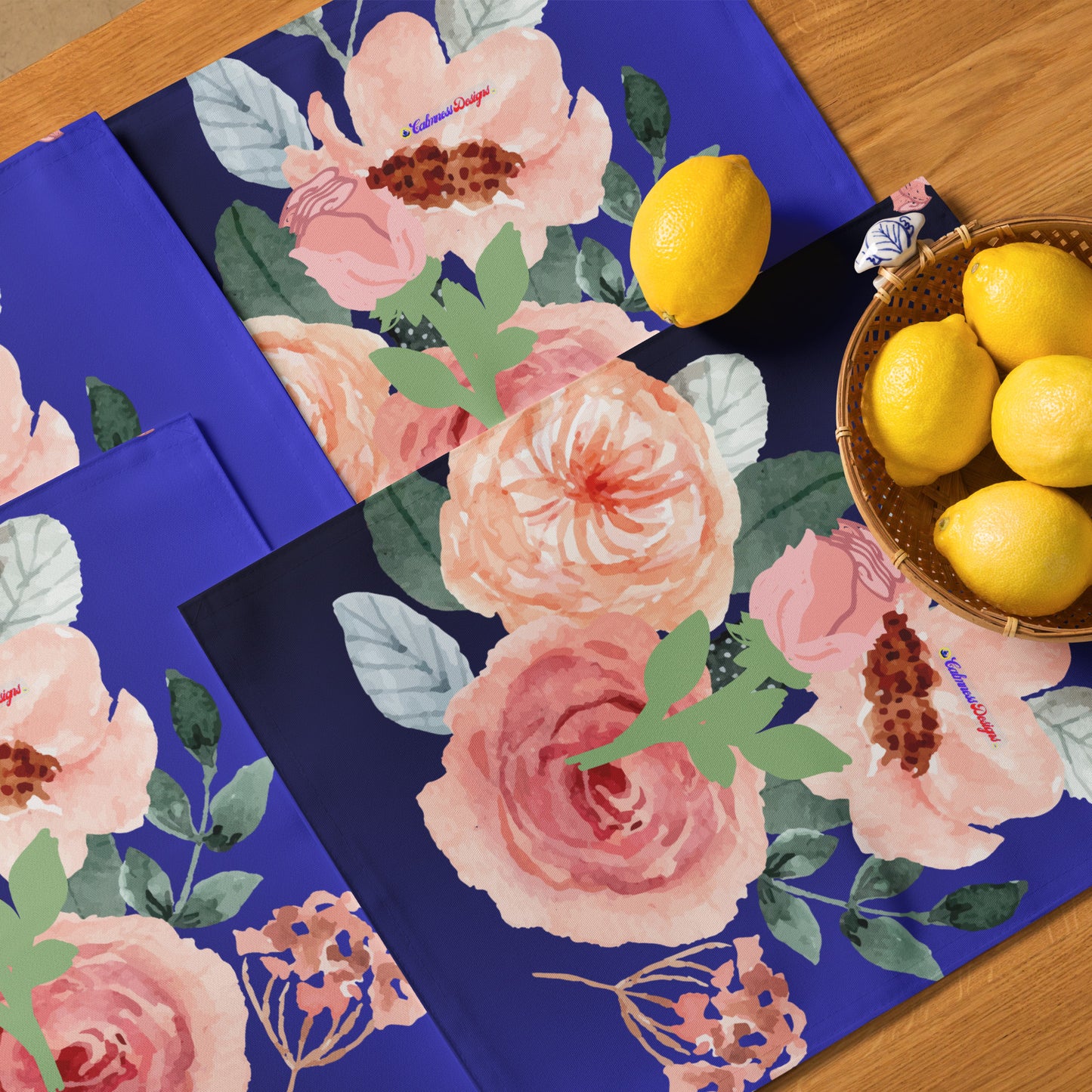 Peach Floral Watercolor, CALMNESS DESIGNS, Creative Designer's, Placemat Set