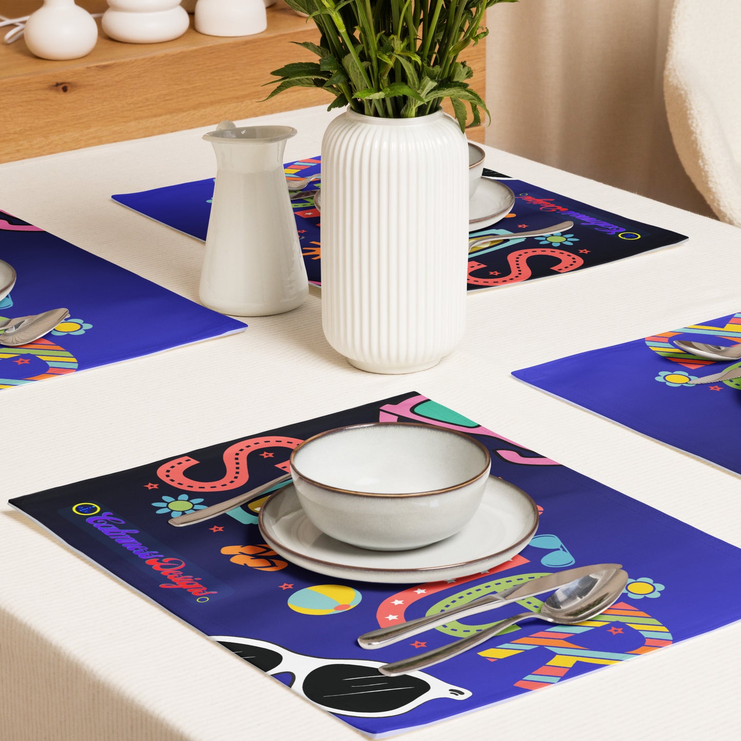 Hello Summer, Summer Vacation Sun Glasses, Stars, CALMNESS DESIGNS, Creative Designer's, Placemat Set