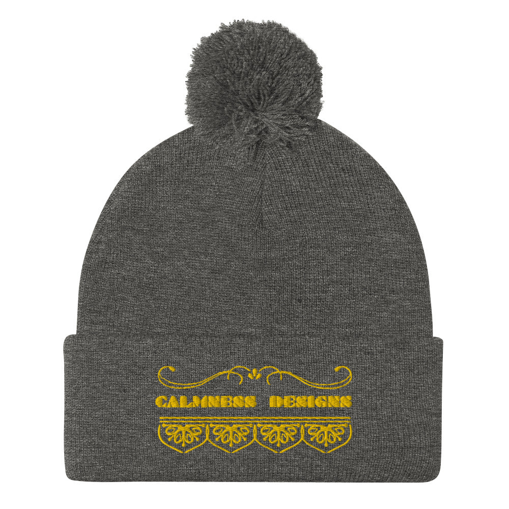 Bidri Decorative Elements Border Gold, CALMNESS DESIGNS, Creative Designer's, Pom-Pom Beanie