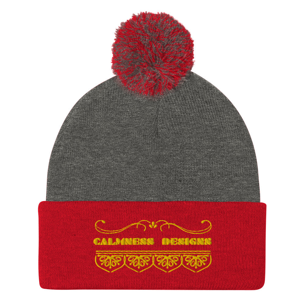 Bidri Decorative Elements Border Gold, CALMNESS DESIGNS, Creative Designer's, Pom-Pom Beanie