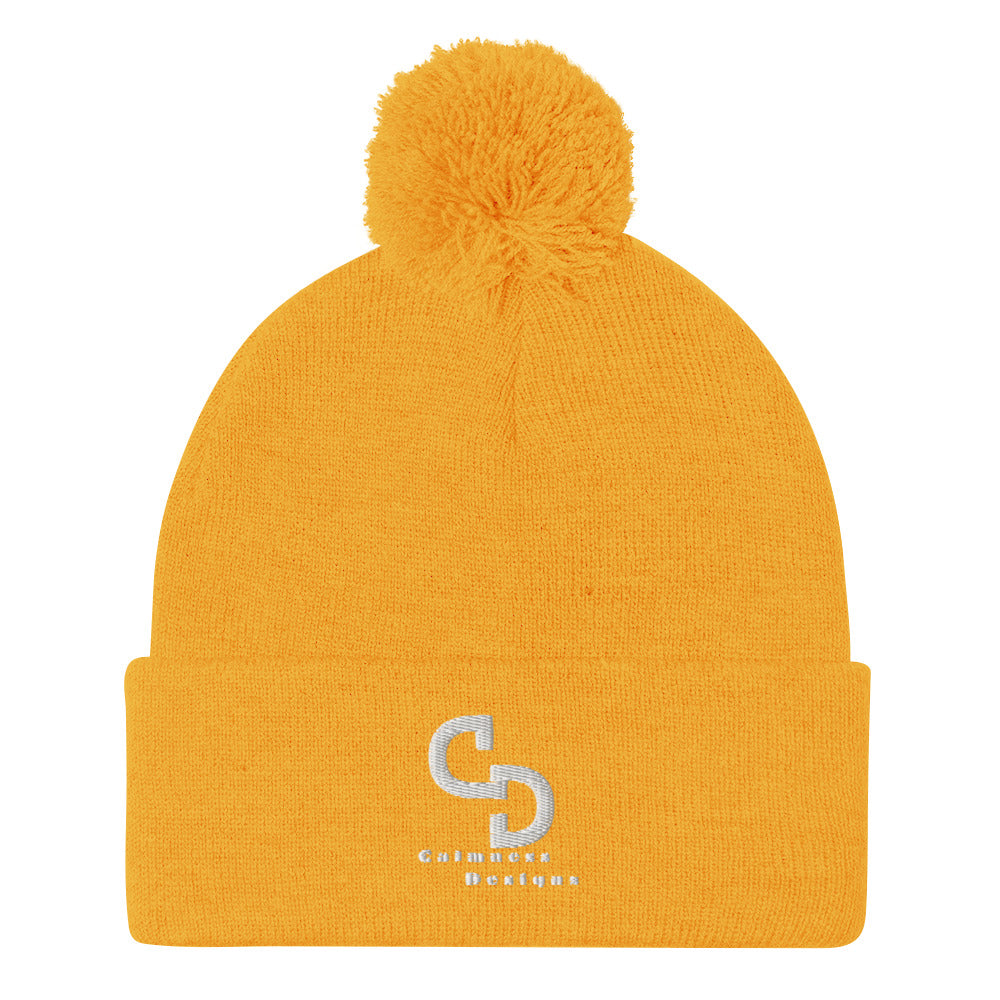 Calmness Designs, (C D) Logo, Creative Designs, Pom-Pom Beanie