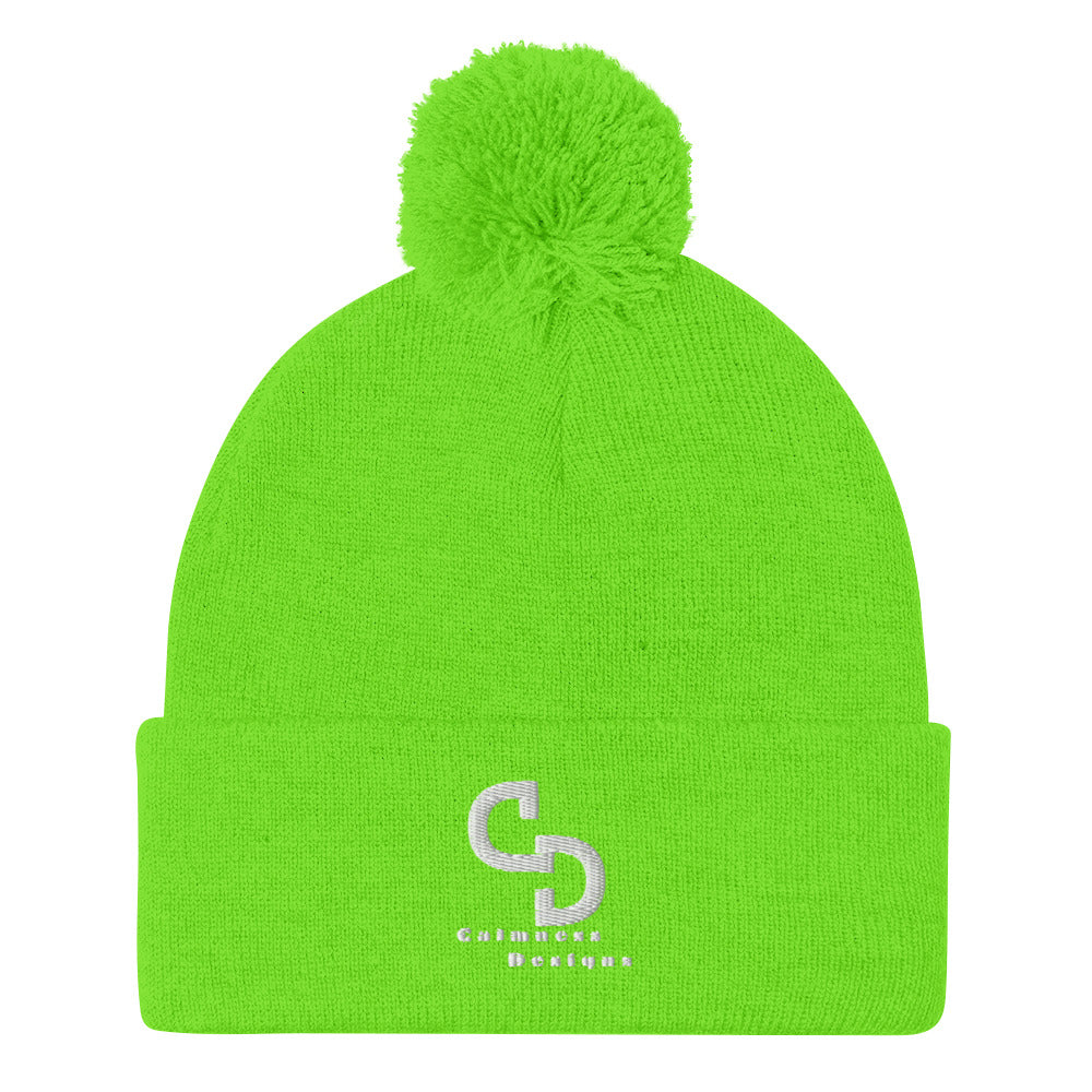 Calmness Designs, (C D) Logo, Creative Designs, Pom-Pom Beanie