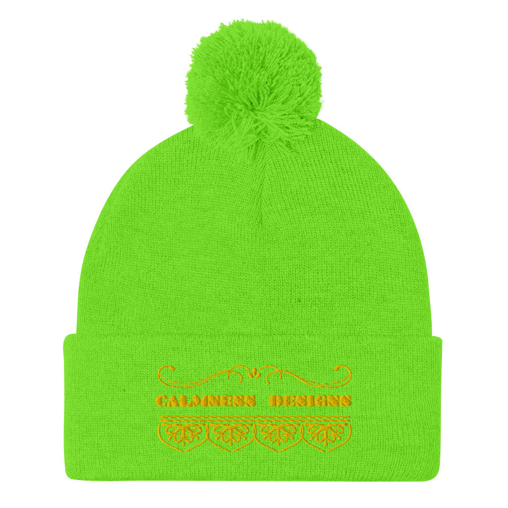 Bidri Decorative Elements Border Gold, CALMNESS DESIGNS, Creative Designer's, Pom-Pom Beanie