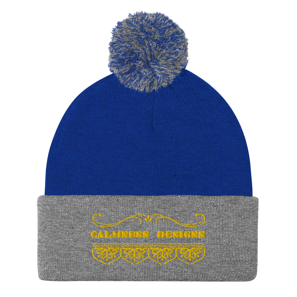 Bidri Decorative Elements Border Gold, CALMNESS DESIGNS, Creative Designer's, Pom-Pom Beanie