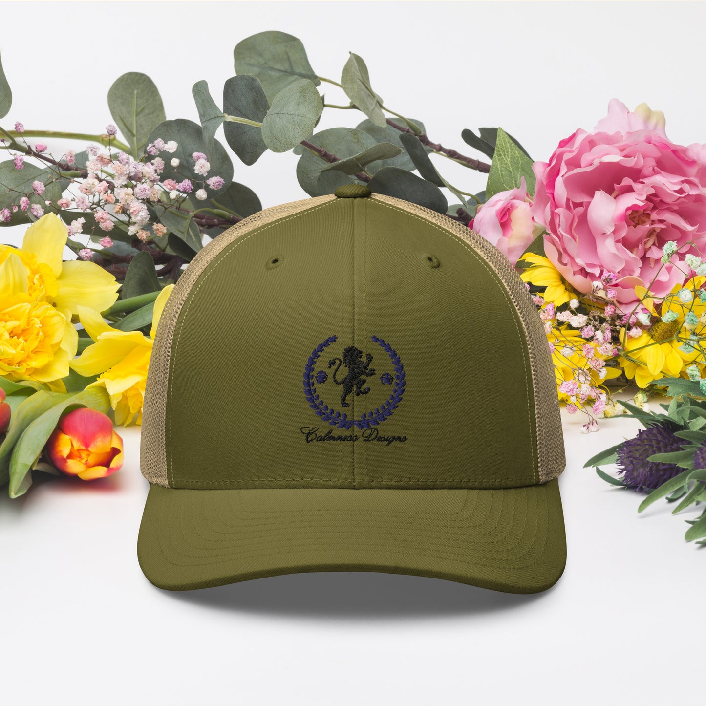 Coats of Arms, (C D), Lions Crest Shield, Stars, Calmness Designs, Trucker Cap