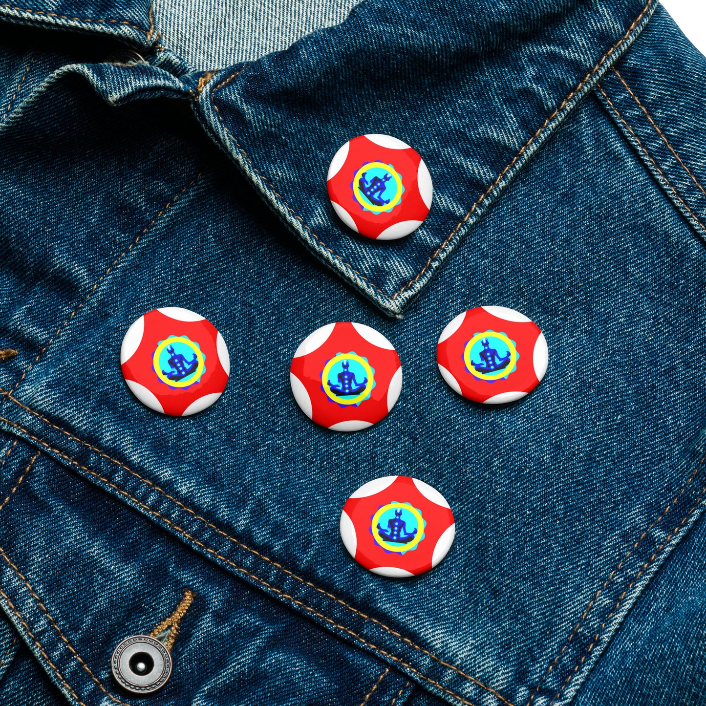 STAR-Logo CALMNESS DESIGNS, Creative Designs, Set of pin buttons