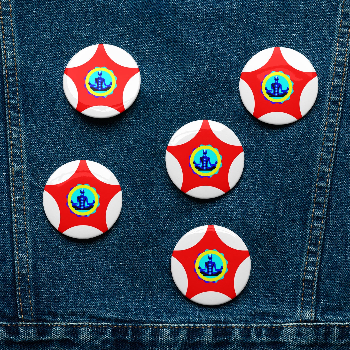 STAR-Logo CALMNESS DESIGNS, Creative Designs, Set of pin buttons