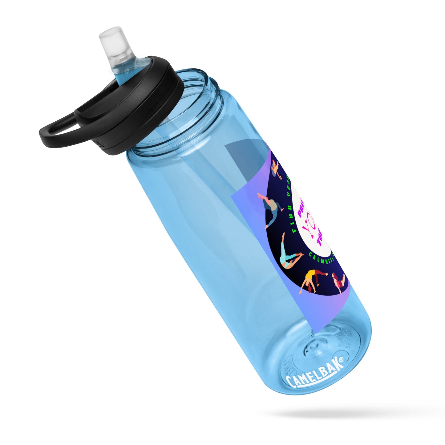 Colorful Illustrated Practice Yoga Today, FIND YOUR BALANCE, CALMNESSDESIGN.com, Creative Designer's, Sports water bottle