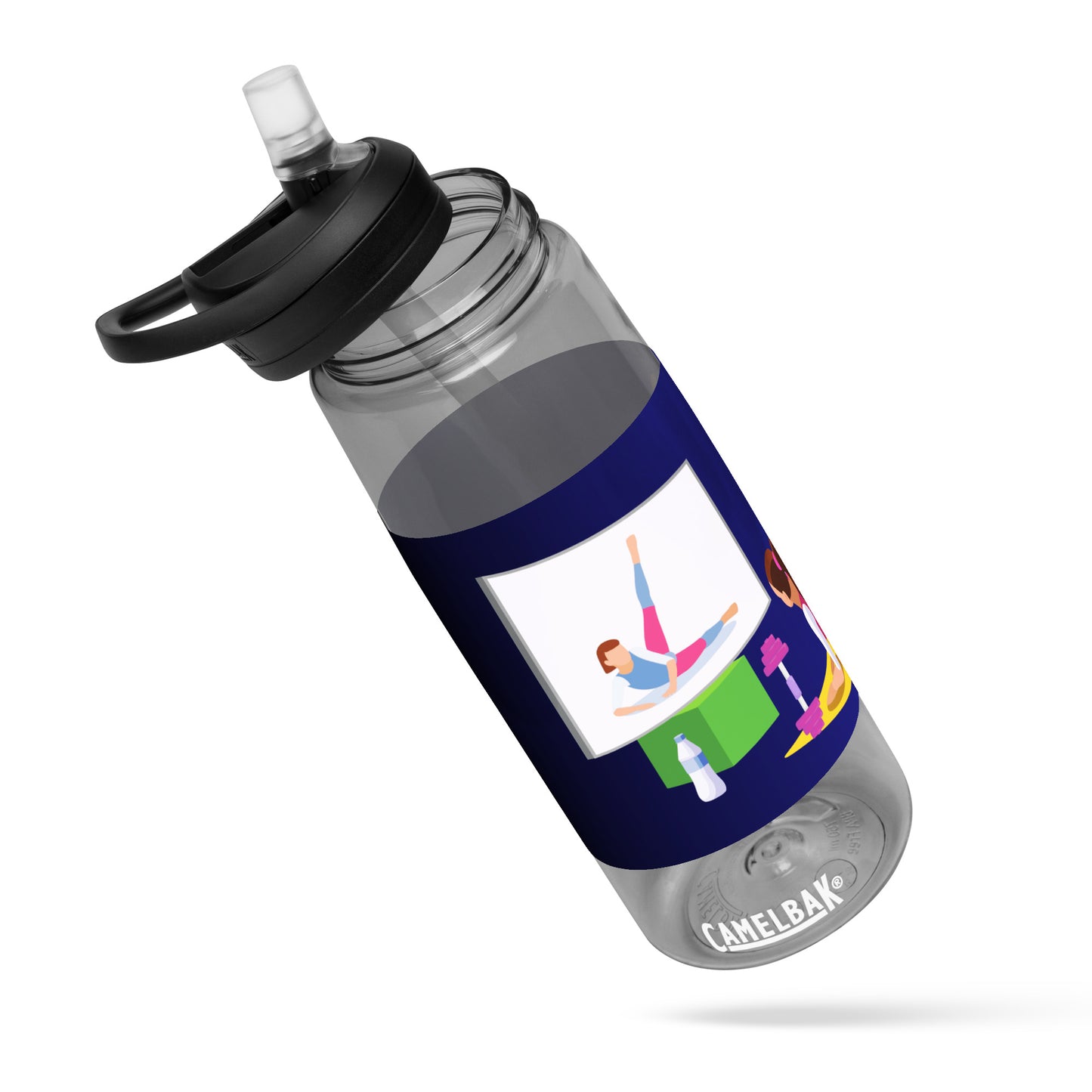 Home Fitness, TV, Water-Bottle, Woman doing Yoga, Pet-Cat, Fitness Equipment, CALMNESS DESIGNS, Creative Designer's, Sports water bottle