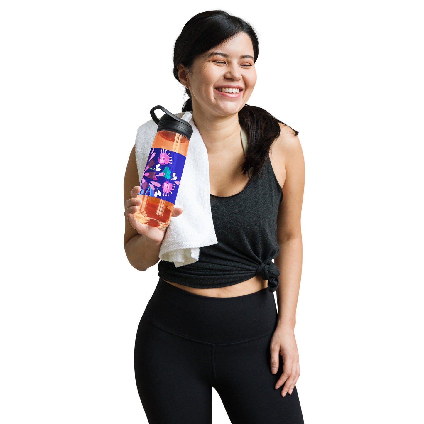 Mexican Embroidery, YOGA, Pretty Flowers, CALMNESS DESIGNS, Creative Designer's, Sports water bottle