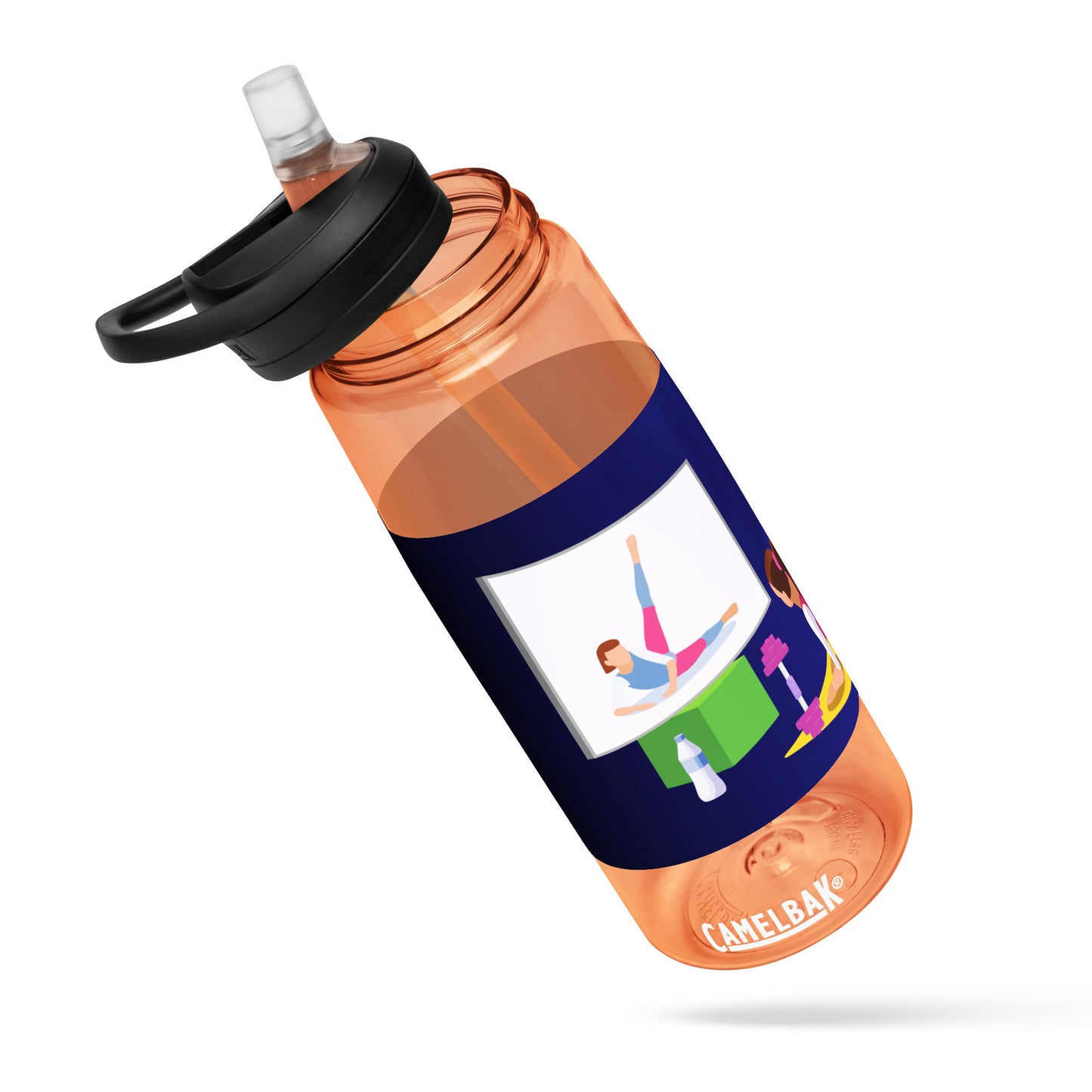 Home Fitness, TV, Water-Bottle, Woman doing Yoga, Pet-Cat, Fitness Equipment, CALMNESS DESIGNS, Creative Designer's, Sports water bottle