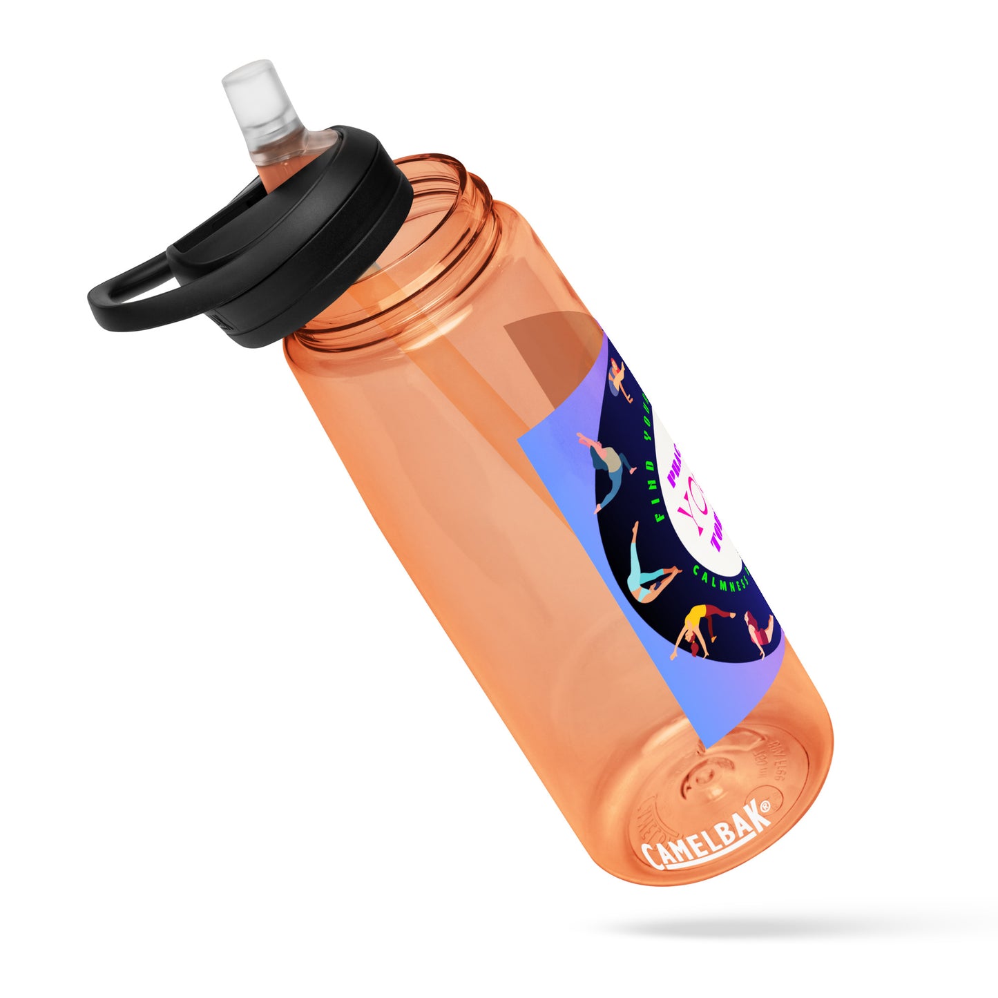Colorful Illustrated Practice Yoga Today, FIND YOUR BALANCE, CALMNESSDESIGN.com, Creative Designer's, Sports water bottle