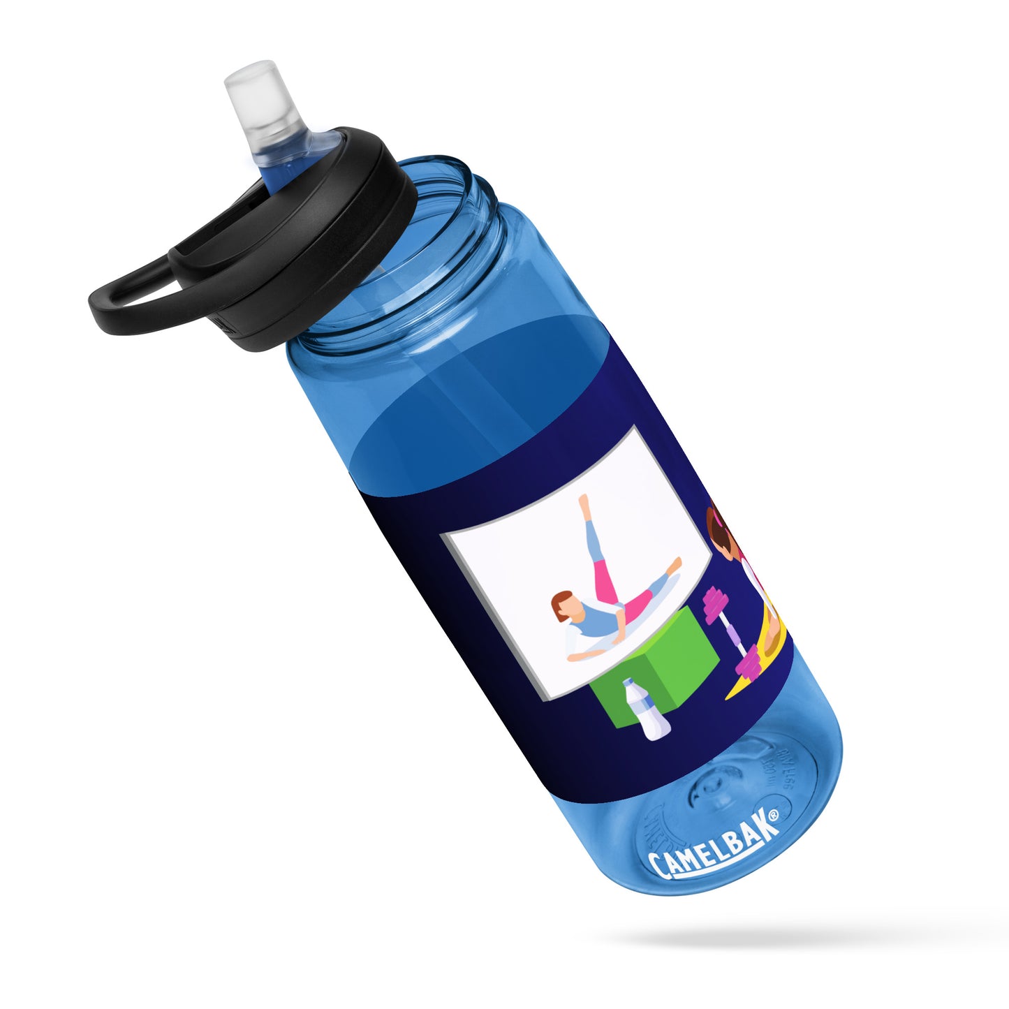 Home Fitness, TV, Water-Bottle, Woman doing Yoga, Pet-Cat, Fitness Equipment, CALMNESS DESIGNS, Creative Designer's, Sports water bottle