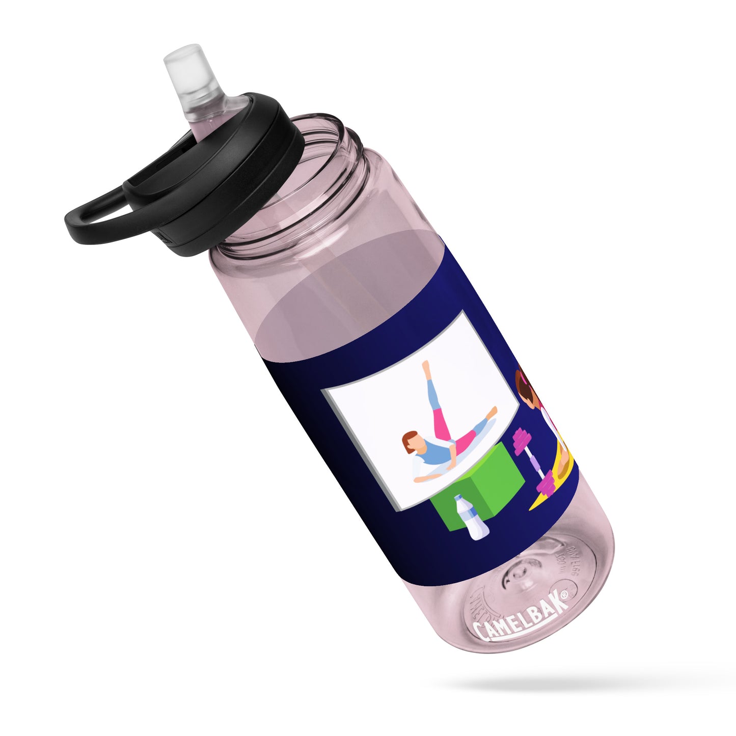 Home Fitness, TV, Water-Bottle, Woman doing Yoga, Pet-Cat, Fitness Equipment, CALMNESS DESIGNS, Creative Designer's, Sports water bottle