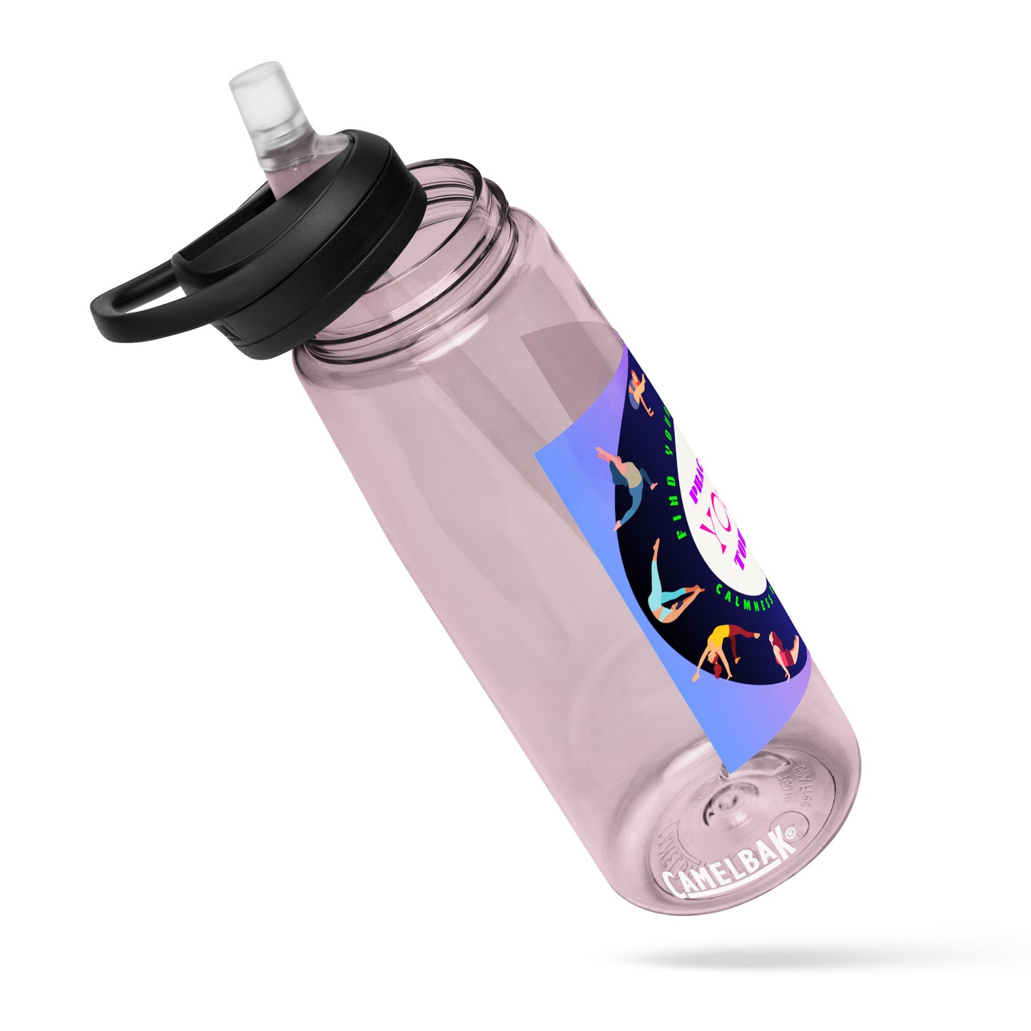 Colorful Illustrated Practice Yoga Today, FIND YOUR BALANCE, CALMNESSDESIGN.com, Creative Designer's, Sports water bottle