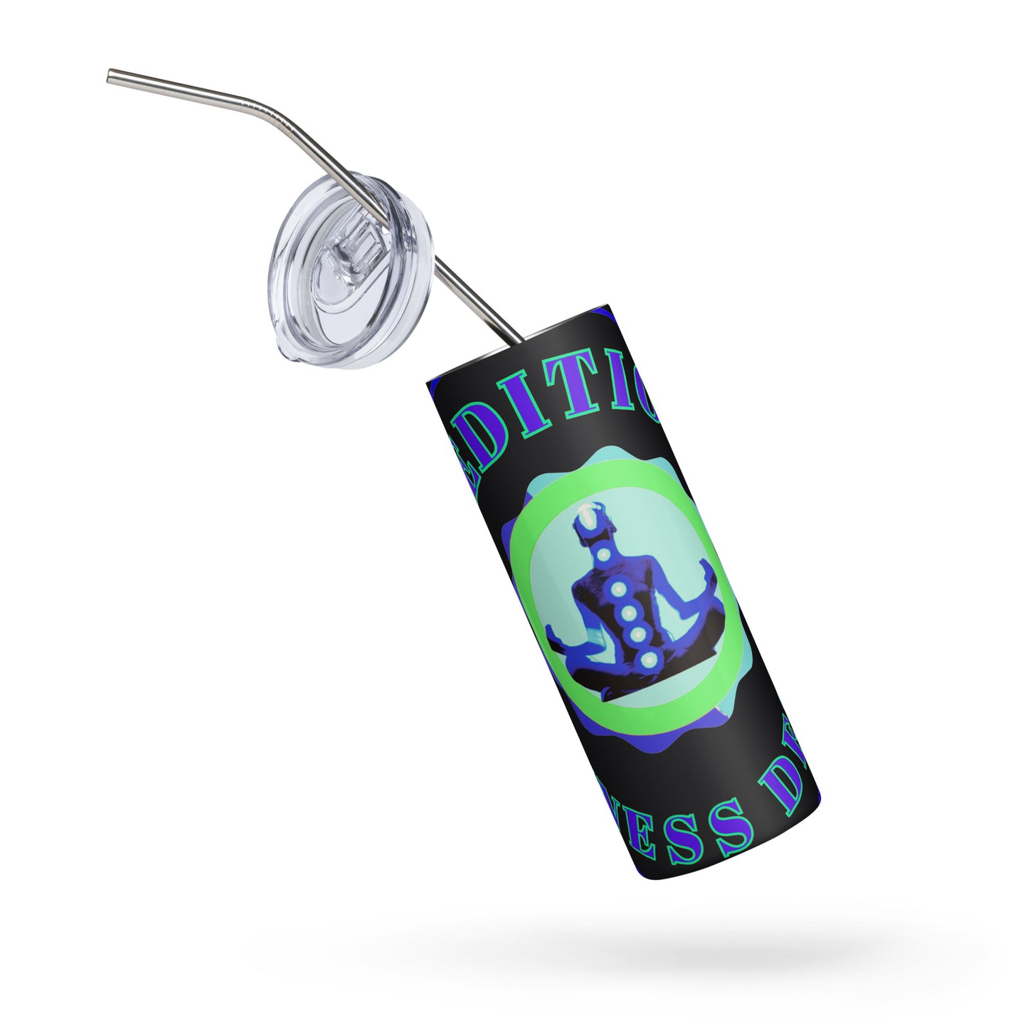 Retro Circle, MEDITION, CALMNESS DESIGNS LOGO, Creative Designer's, Stainless steel tumbler