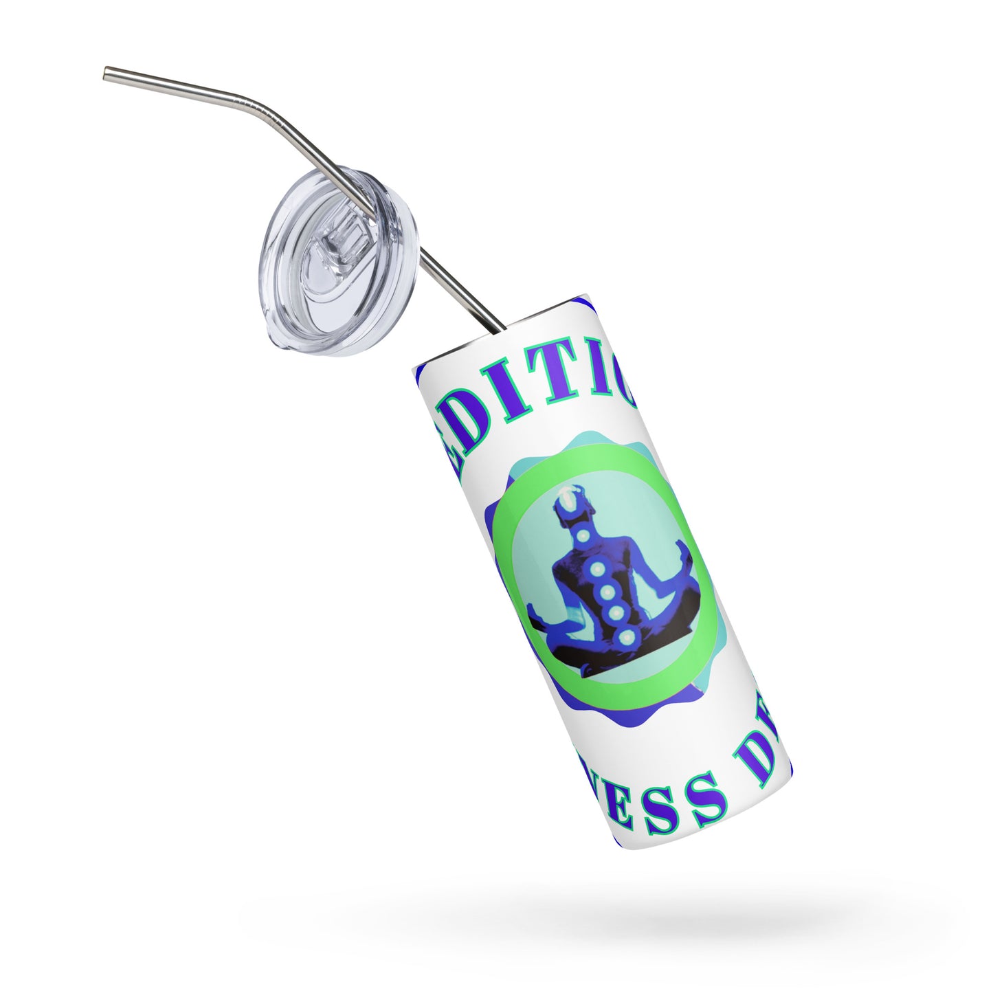Retro Circle, MEDITION, CALMNESS DESIGNS LOGO, Creative Designer's, Stainless steel tumbler