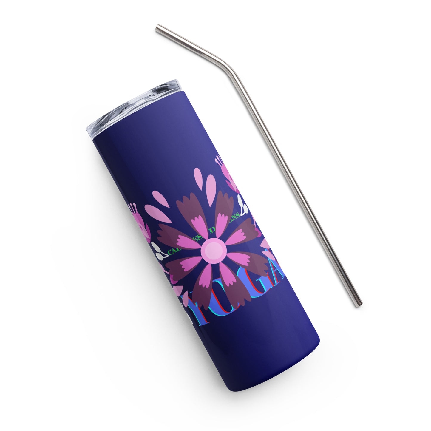 Mexican Embroidery, YOGA, Pretty Flowers, CALMNESS DESIGNS, Creative Designer's, Stainless steel tumbler