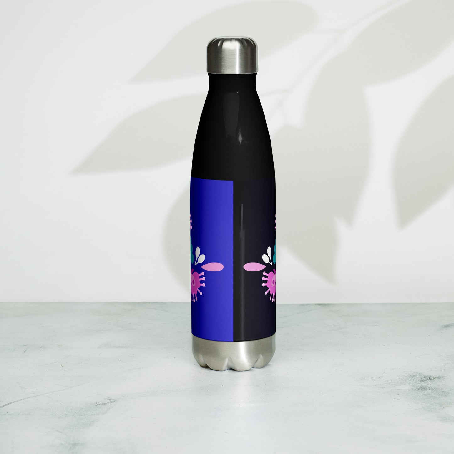Mexican Embroidery, YOGA, Pretty Flowers, CALMNESS DESIGNS, Creative Designer's, Stainless steel water bottle