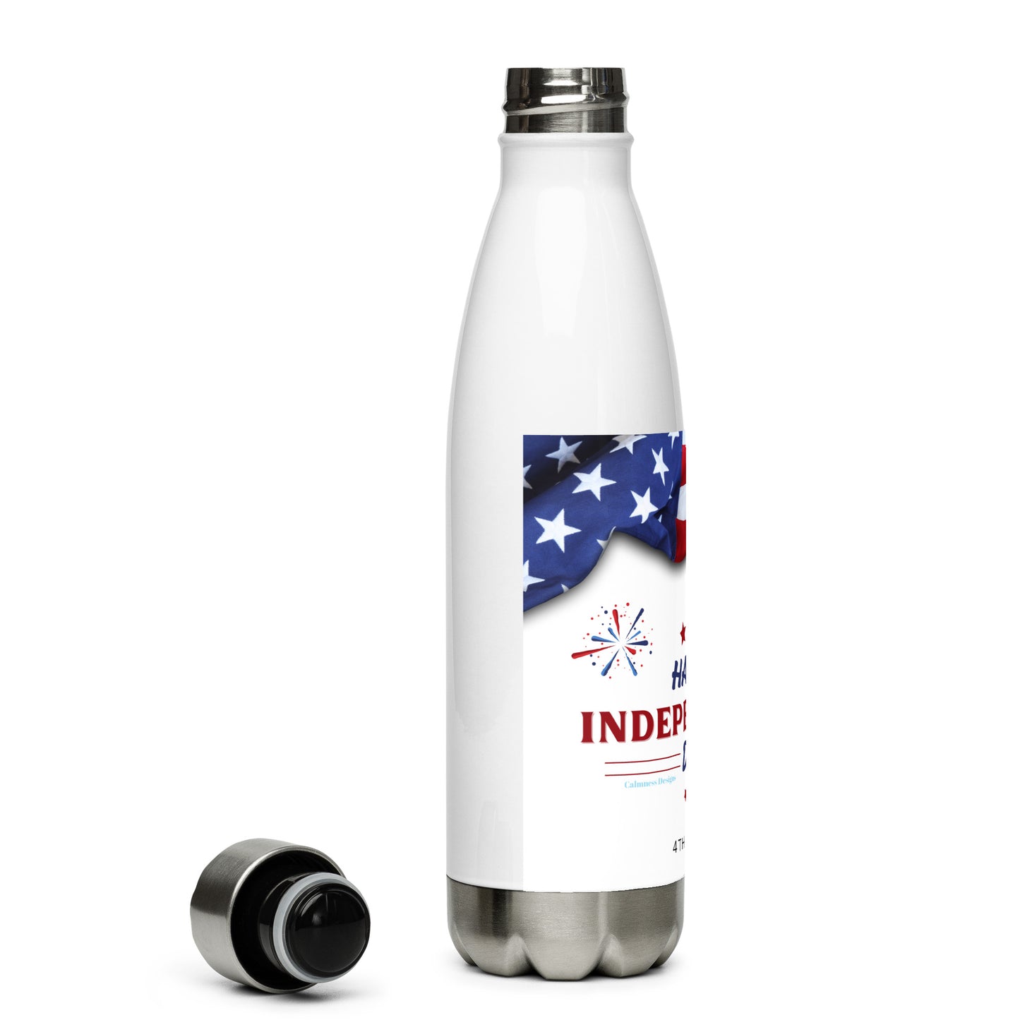 Happy 4th of July, USA Independence Day, Calmness Designs, Calmness Designs,Stainless steel water bottle