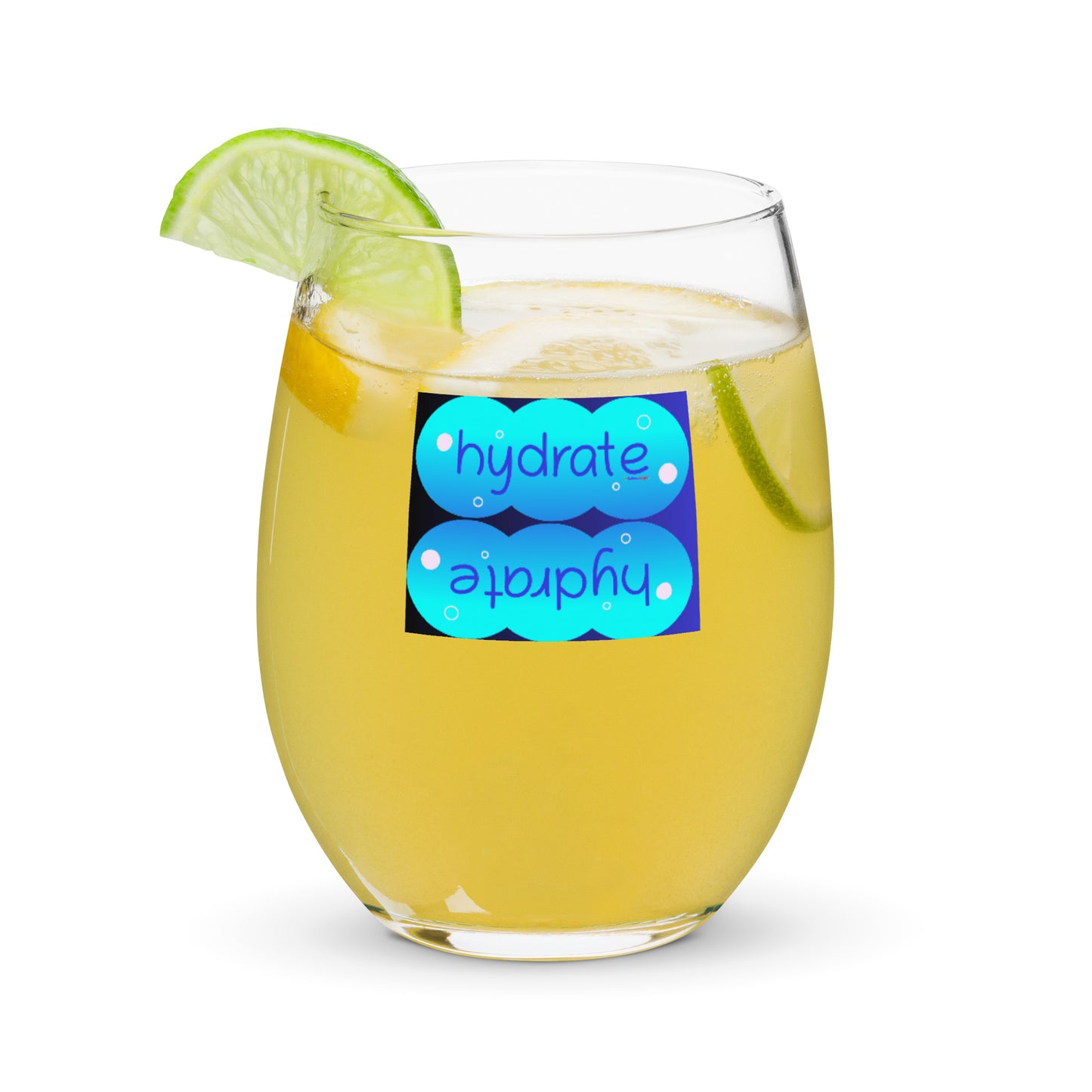 Elevated Cartoony HYDRATE, CALMNESS DESIGNS, Creative Designer's, Stemless wine glass