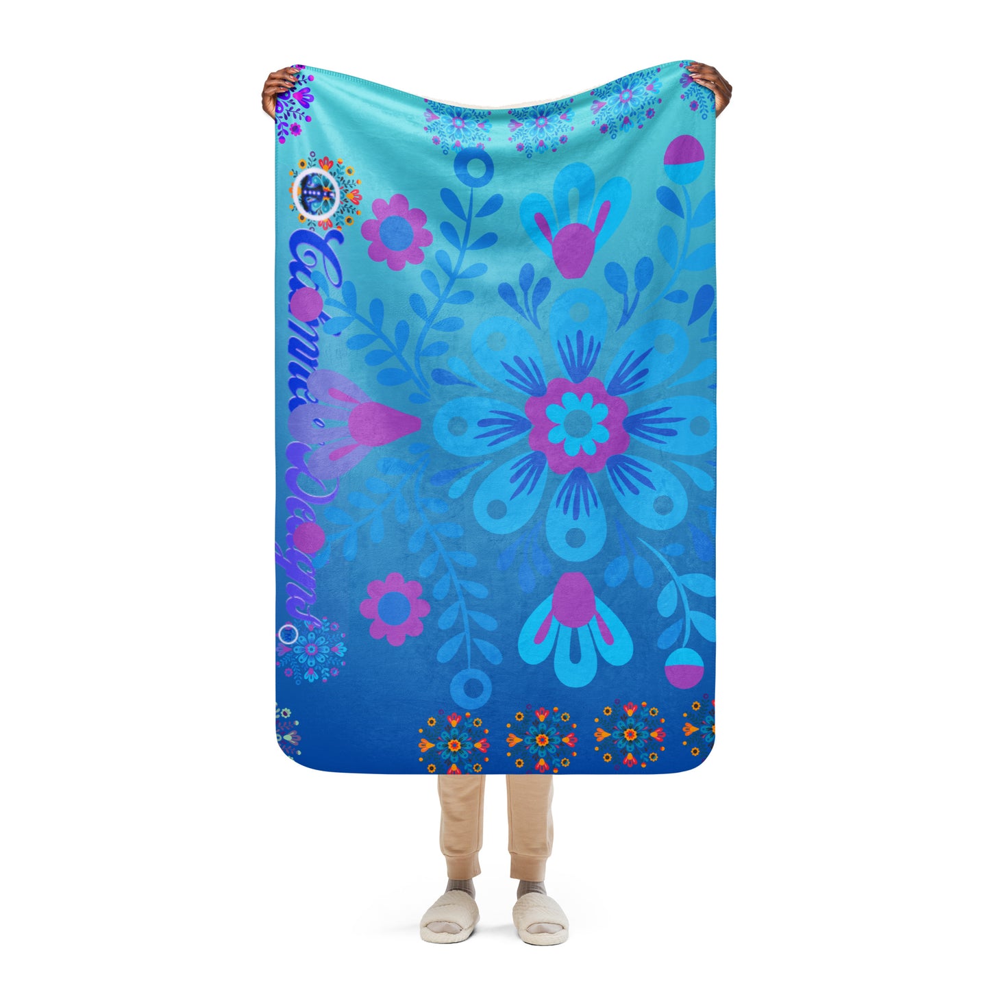 Mexican Embroidery Seamless Pattern, CALMNESS DESIGNS, Creative Designer's, Sherpa blanket