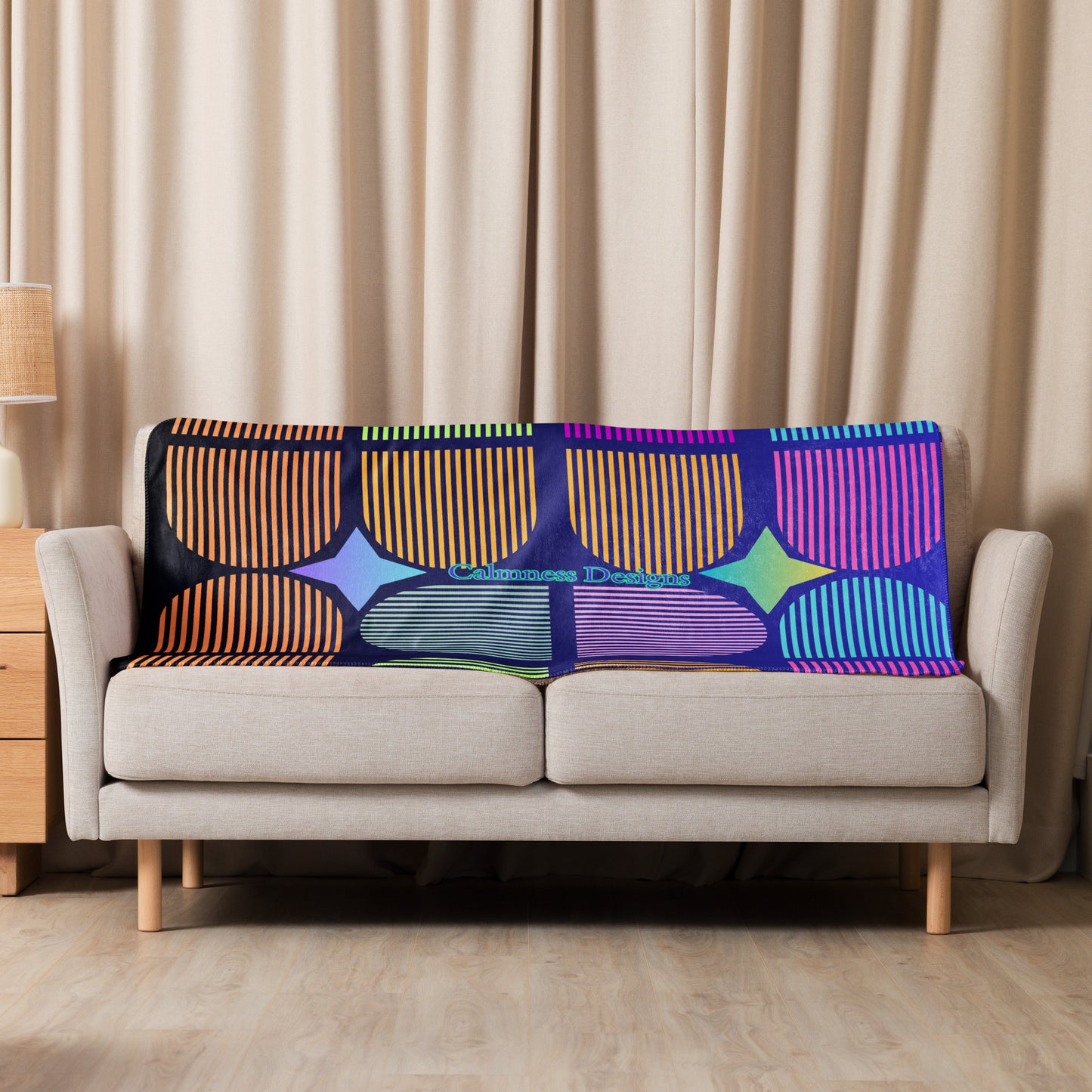 Geometric Memphis Designs, CALMNESS DESIGNS, Creative Designer's, Sherpa blanket